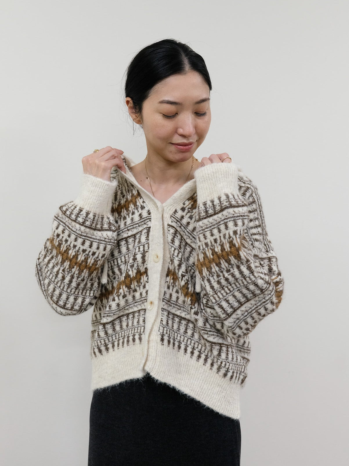 フェアアイルフーディニットカーディガン [601516]brown