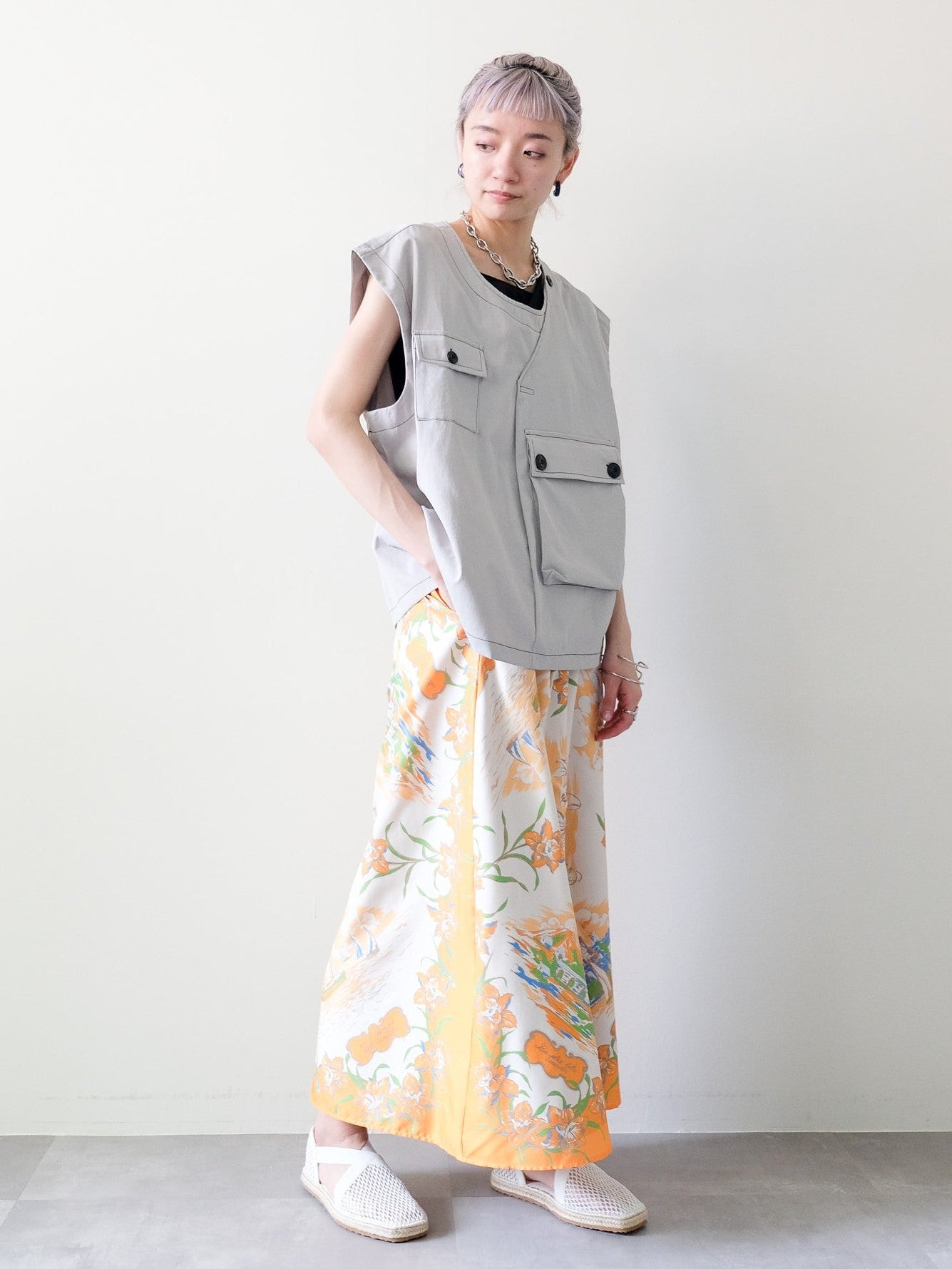 Yacht Panel Print Skirt(ヨットパネルプリントスカート)[601559]orange