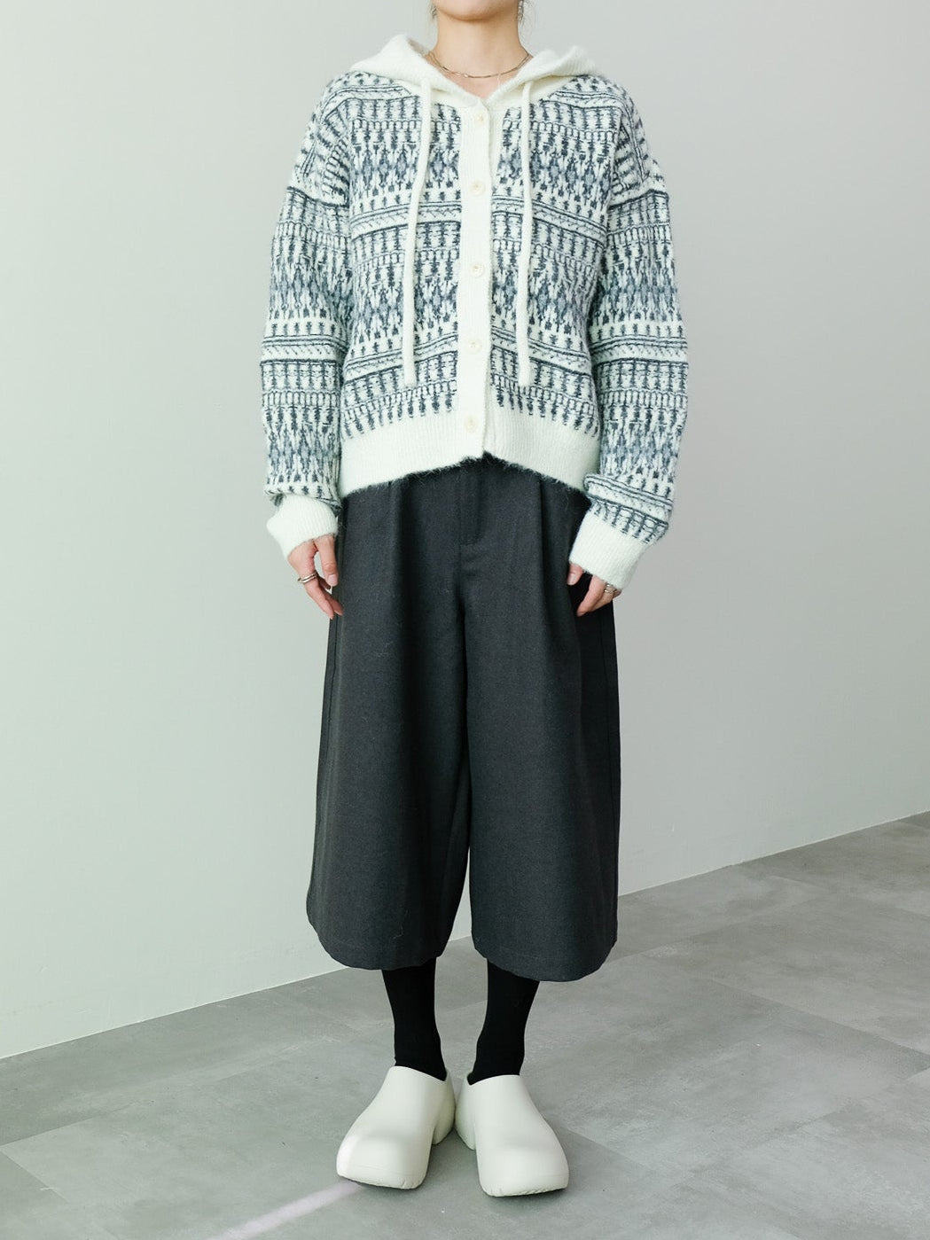 フェアアイルフーディニットカーディガン [601516]off white