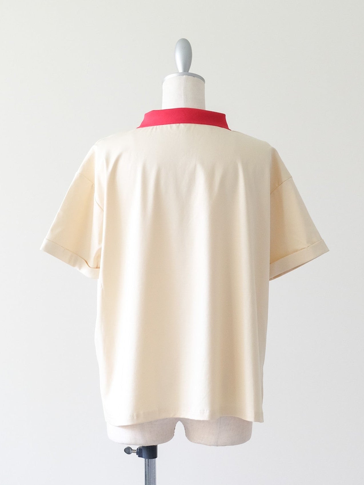 Contrast Polo Top(配色ポロトップス)[601576]yellow×red