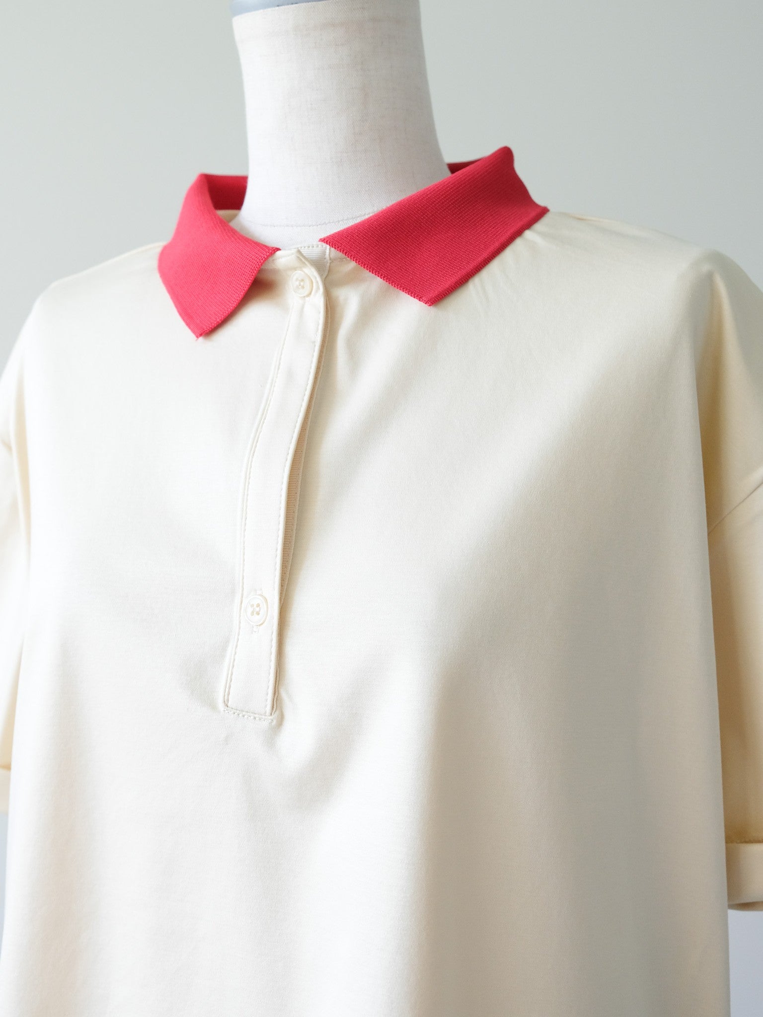 Contrast Polo Top(配色ポロトップス)[601576]yellow×red