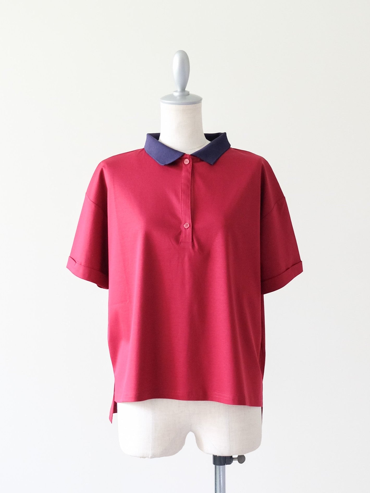 Contrast Polo Top(配色ポロトップス)[601576]red×navy