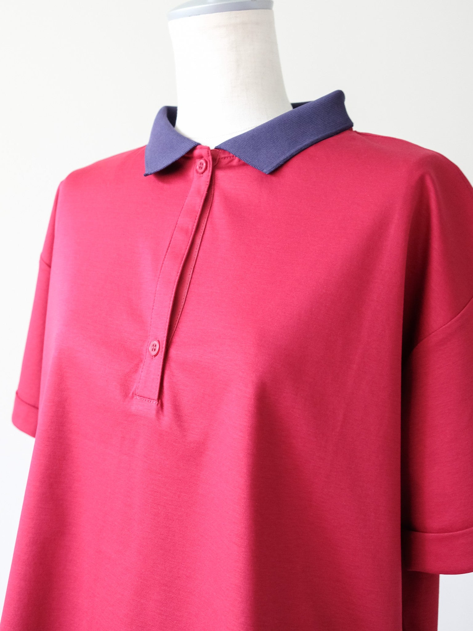 Contrast Polo Top(配色ポロトップス)[601576]red×navy