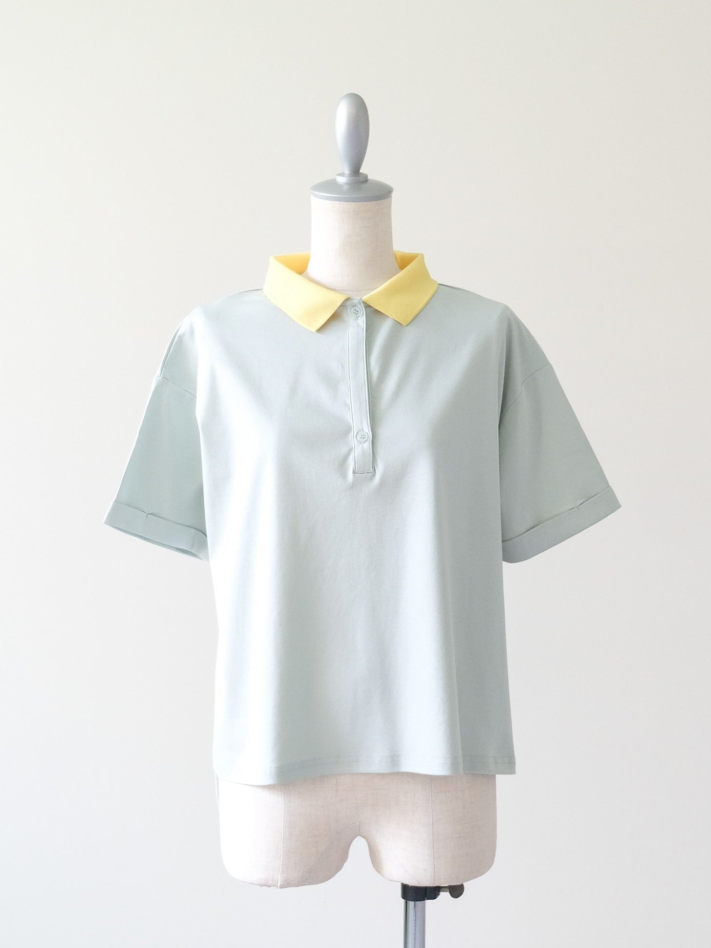 Contrast Polo Top(配色ポロトップス)[601576]mint×yellow
