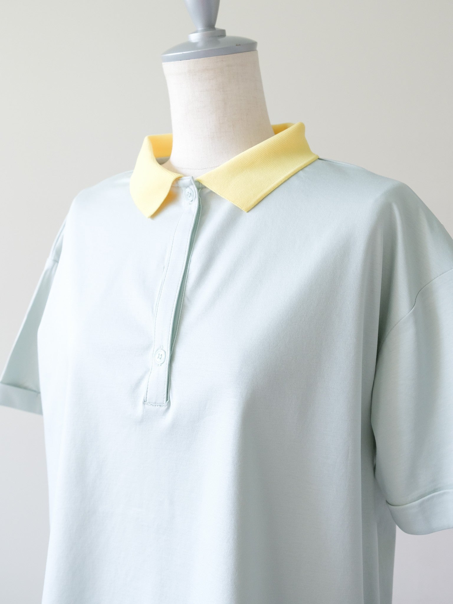 Contrast Polo Top(配色ポロトップス)[601576]mint×yellow