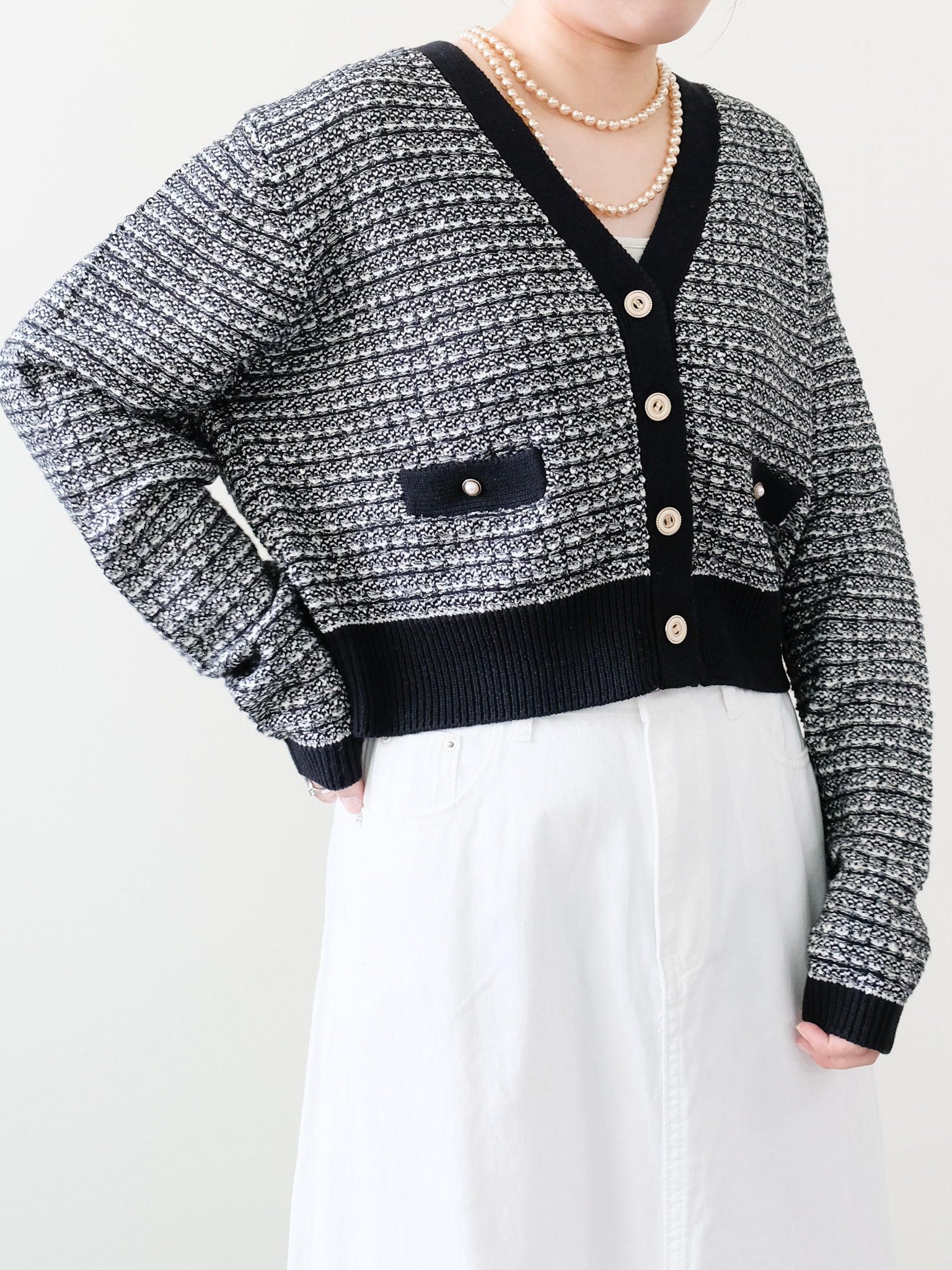 Mixed Yarn Knit Cardigan (455)