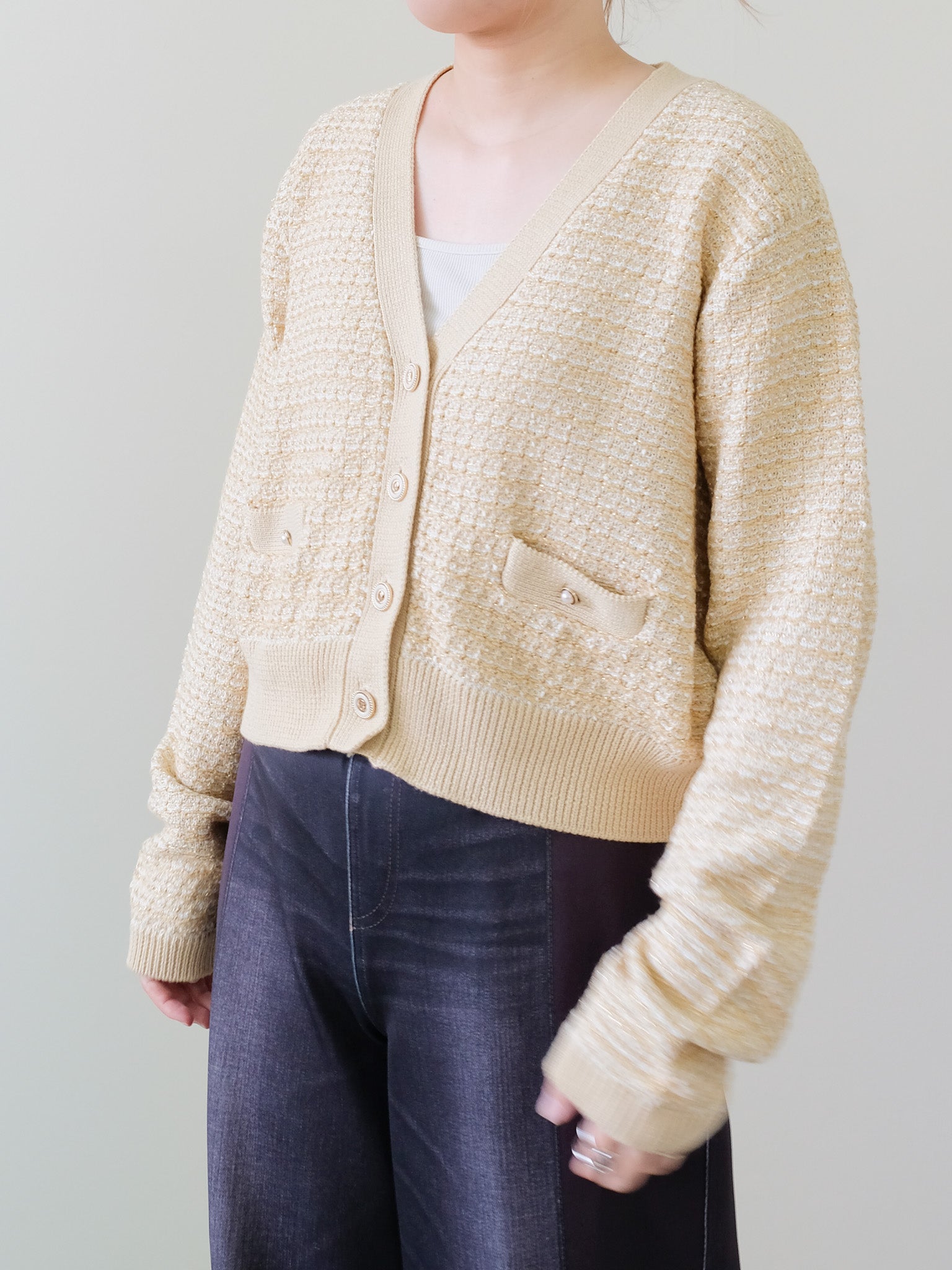 Mixed Yarn Knit Cardigan (455)