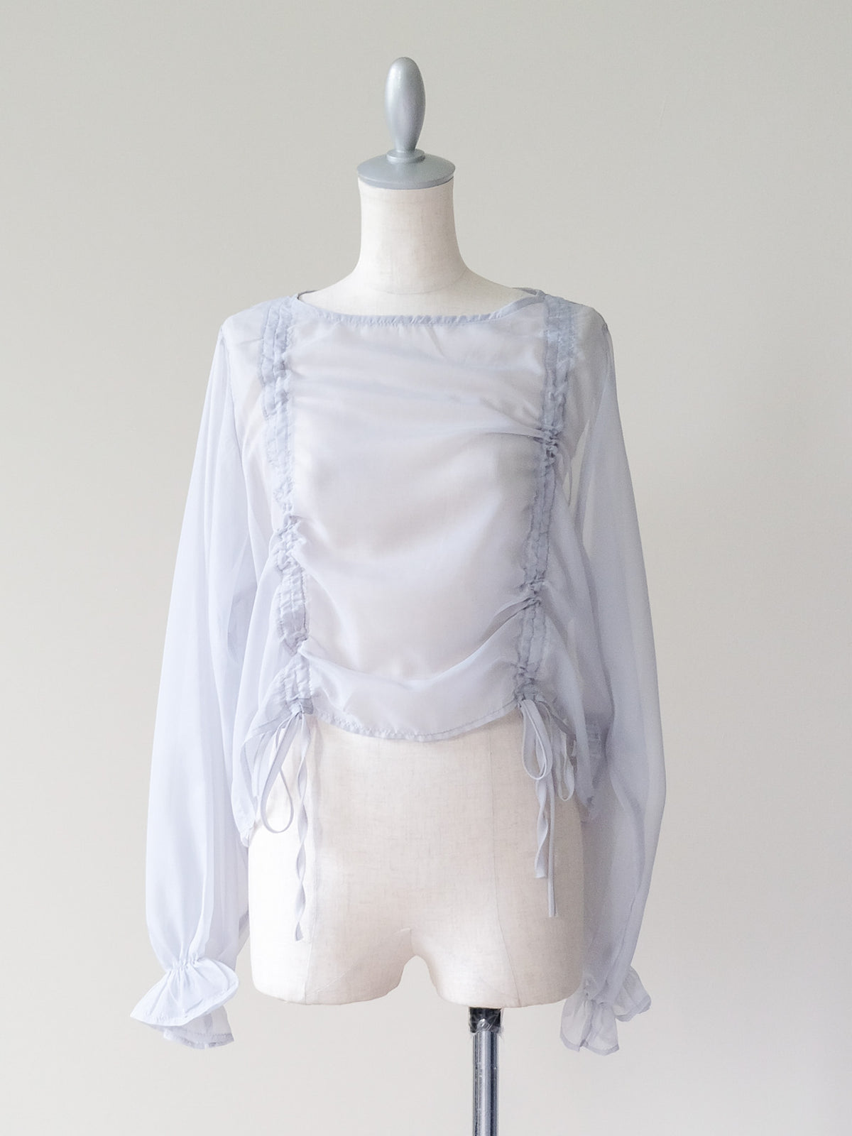 【予約商品】Sheer Gather Ribbon Blouse(シアーギャザーリボンブラウス)