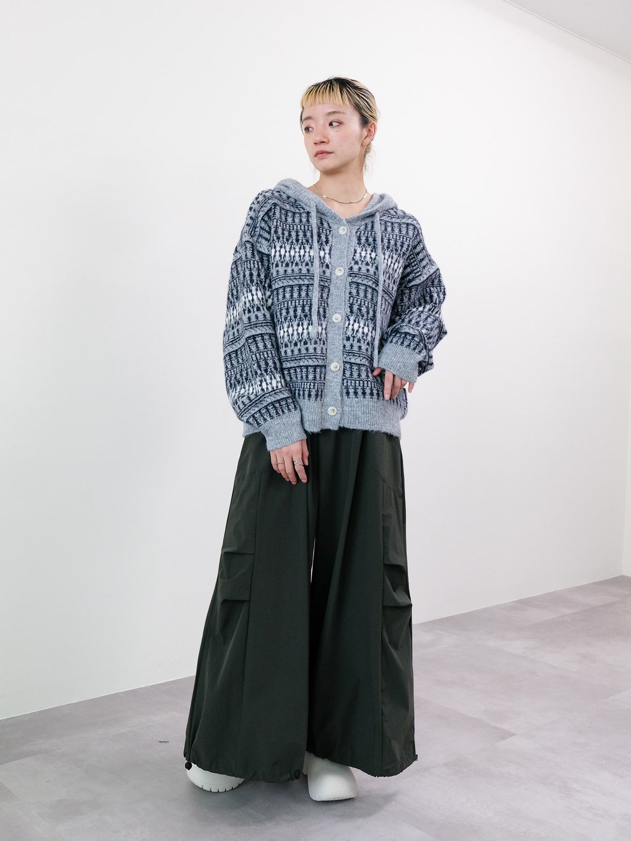 フェアアイルフーディニットカーディガン [601516]black