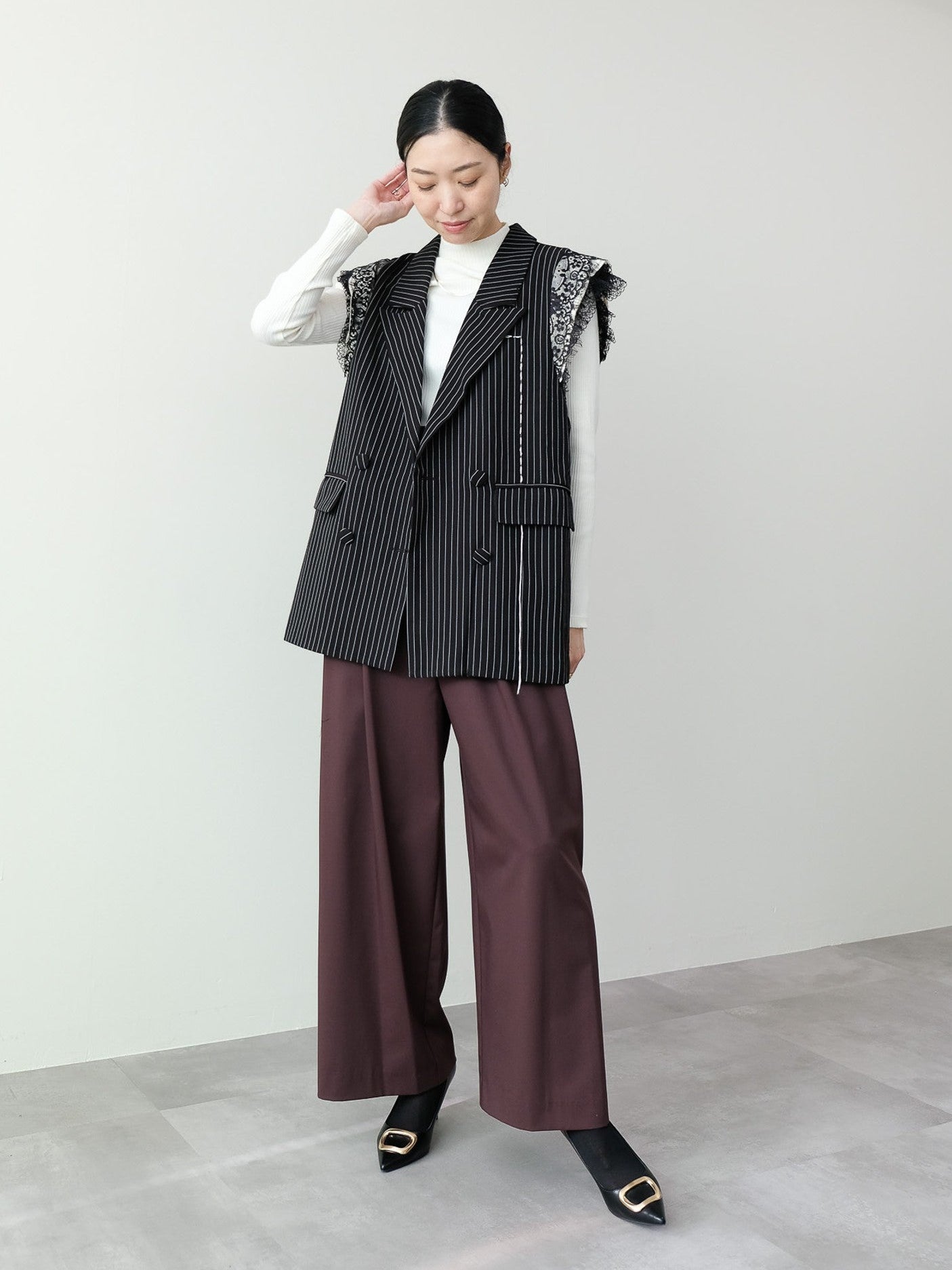 【予約商品】ソフトタッチハイネックニット[601514]off white