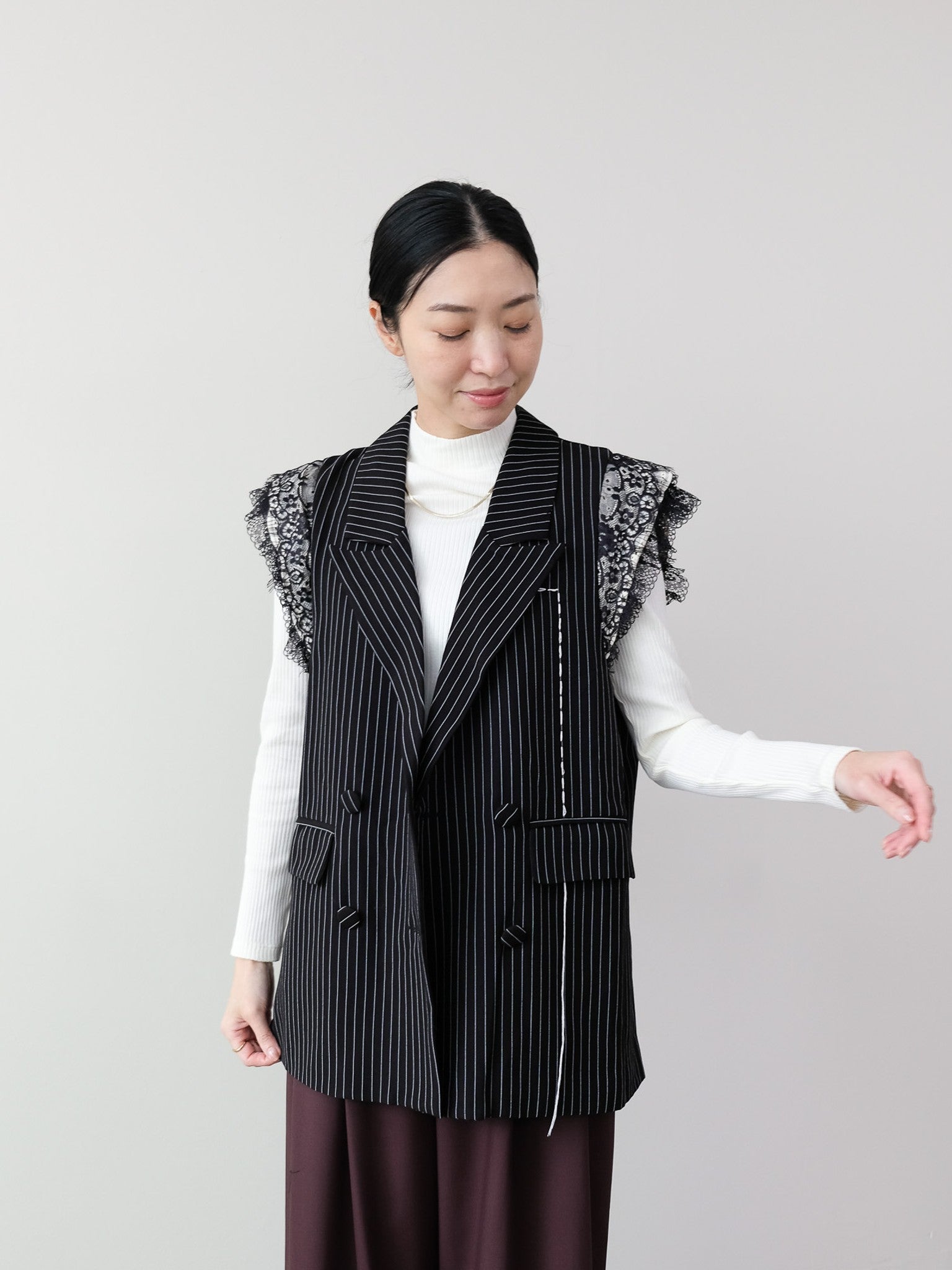 【予約商品】ソフトタッチハイネックニット[601514]off white