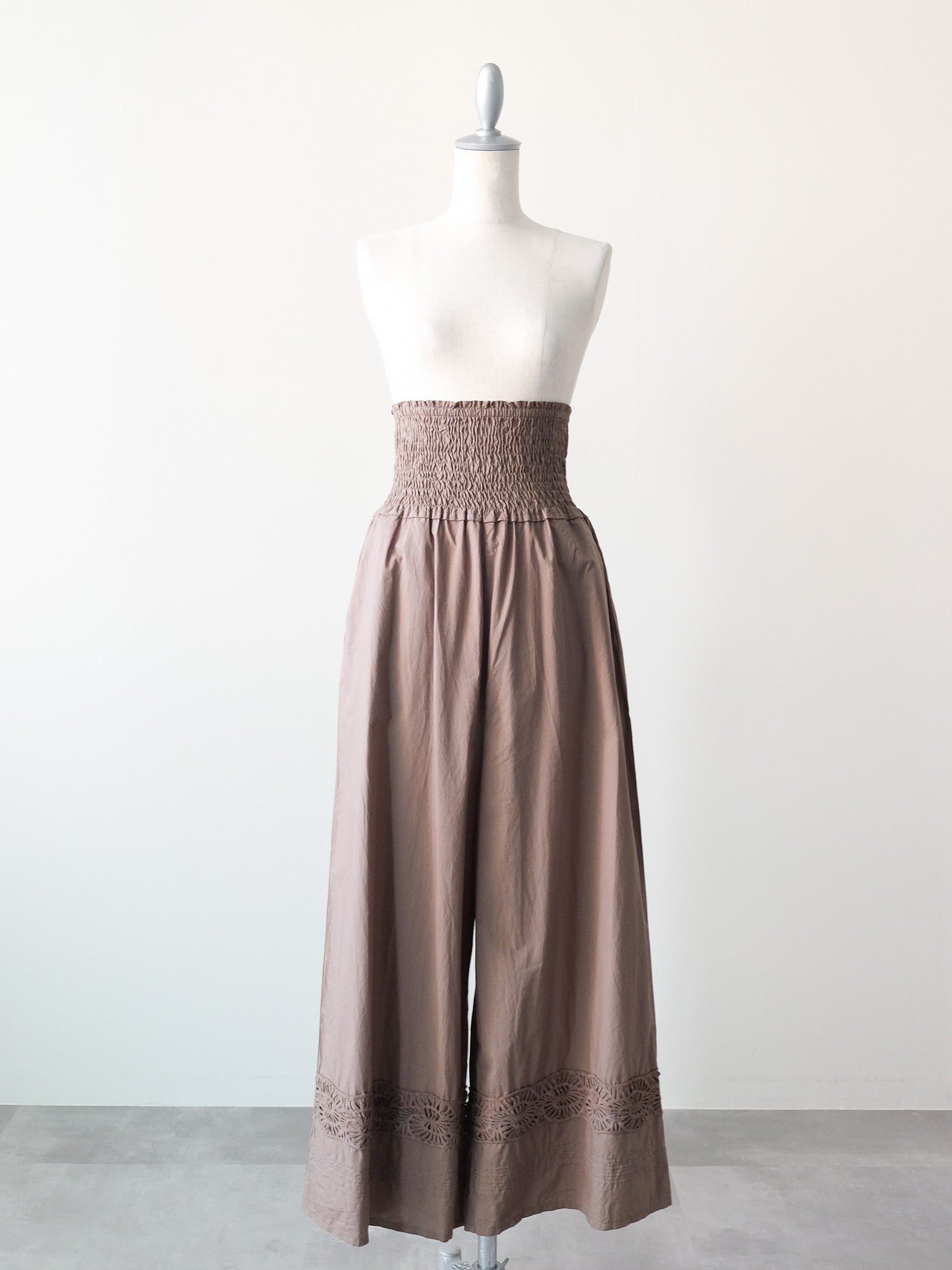 Lace Shirring Pants(レースシャーリングパンツ)[601553]brown
