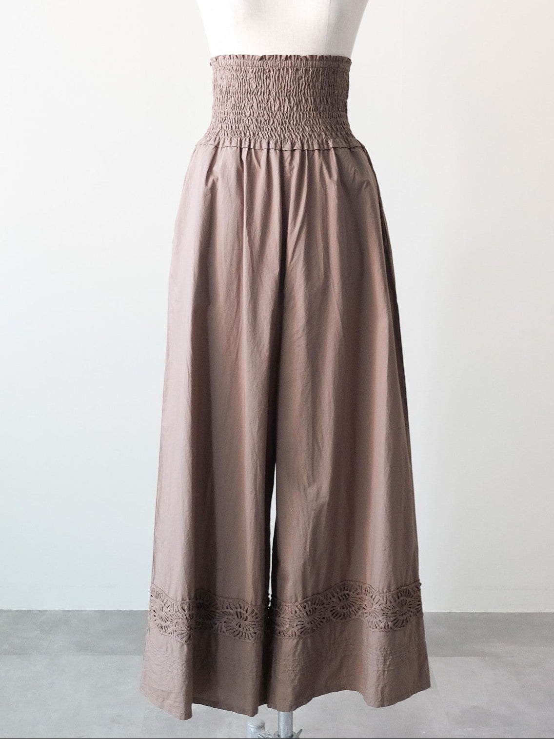 Lace Shirring Pants(レースシャーリングパンツ)[601553]brown