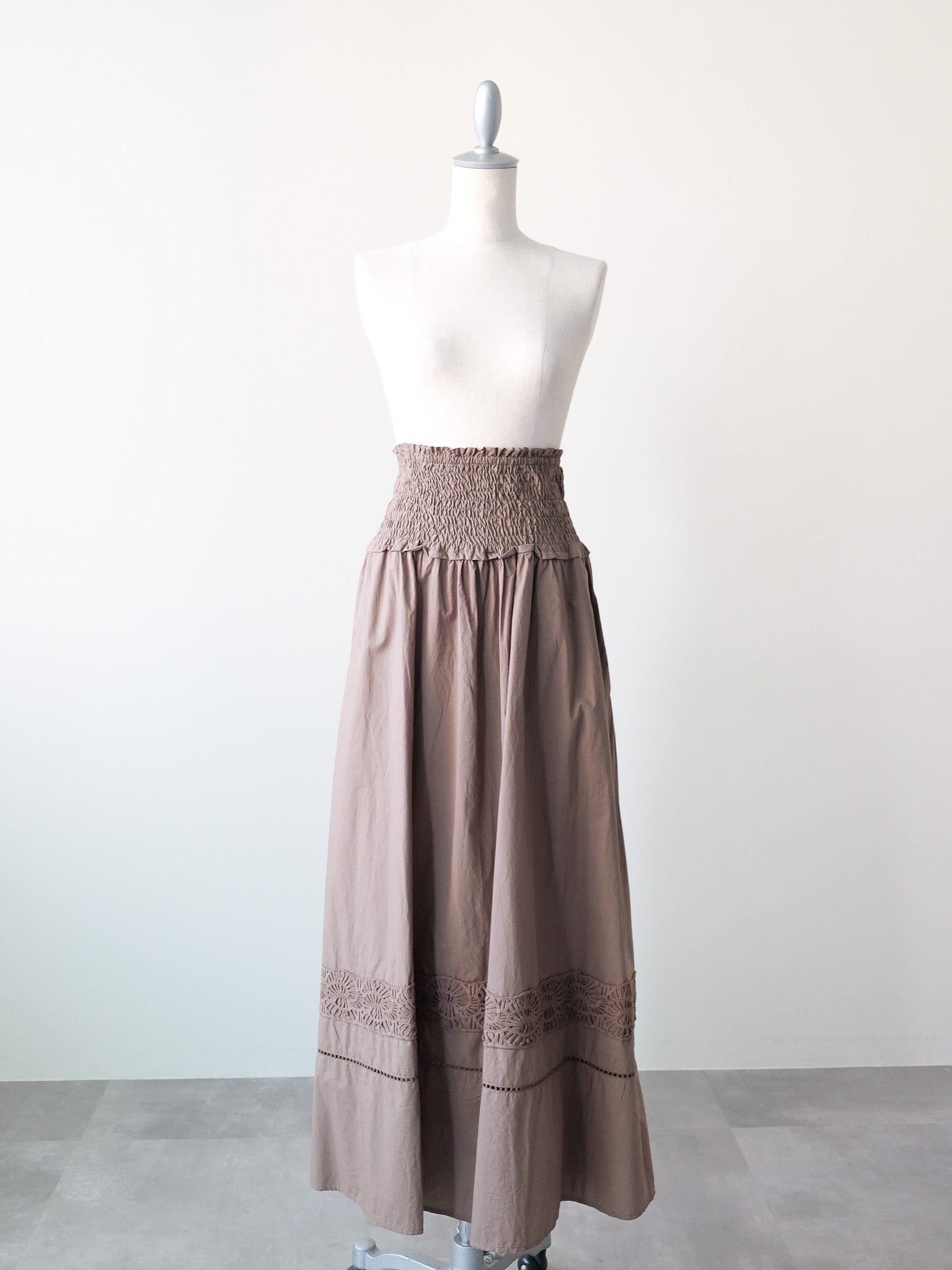 Lace Shirring Skirt(レースシャーリングスカート)[601554]brown
