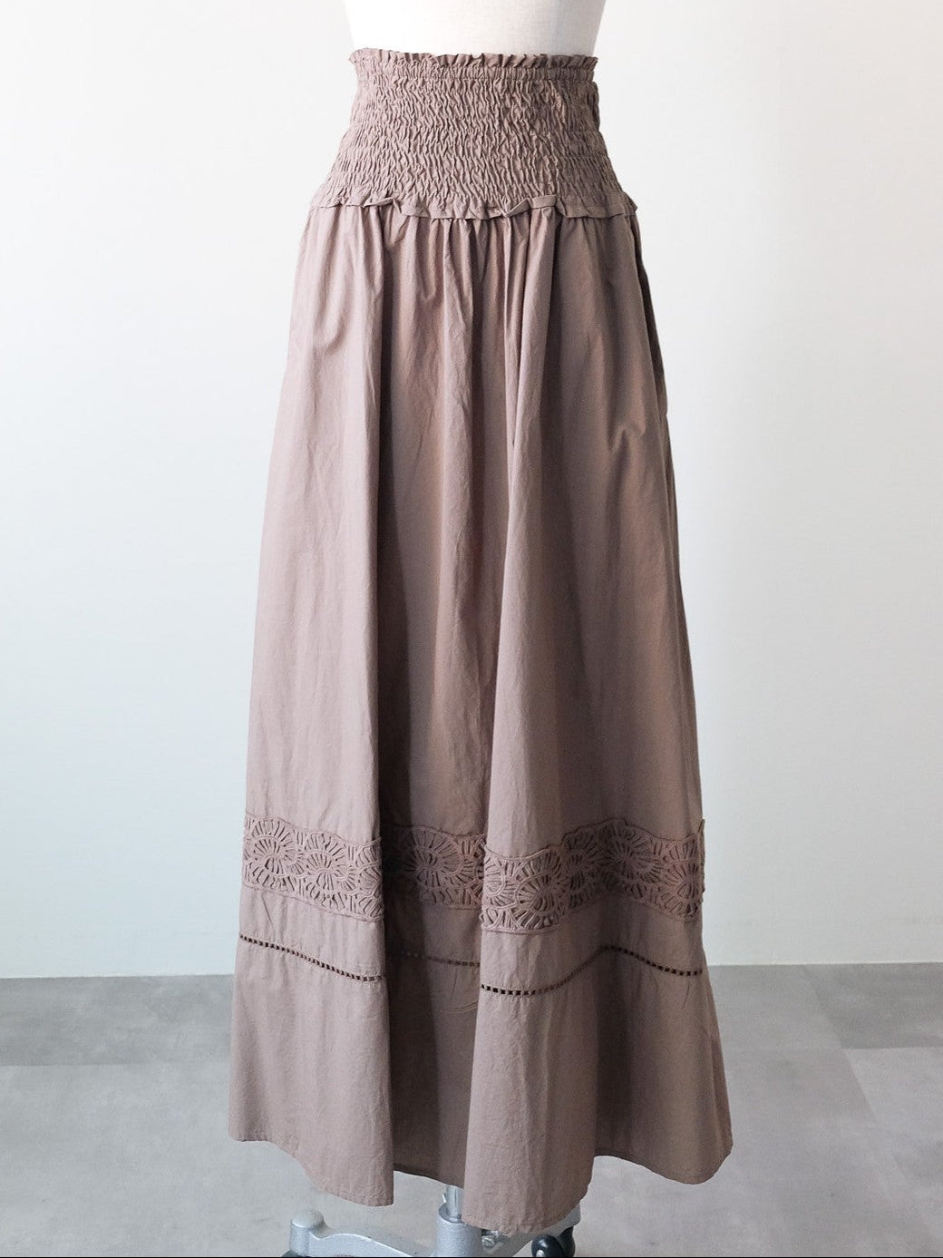 Lace Shirring Skirt(レースシャーリングスカート)[601554]brown