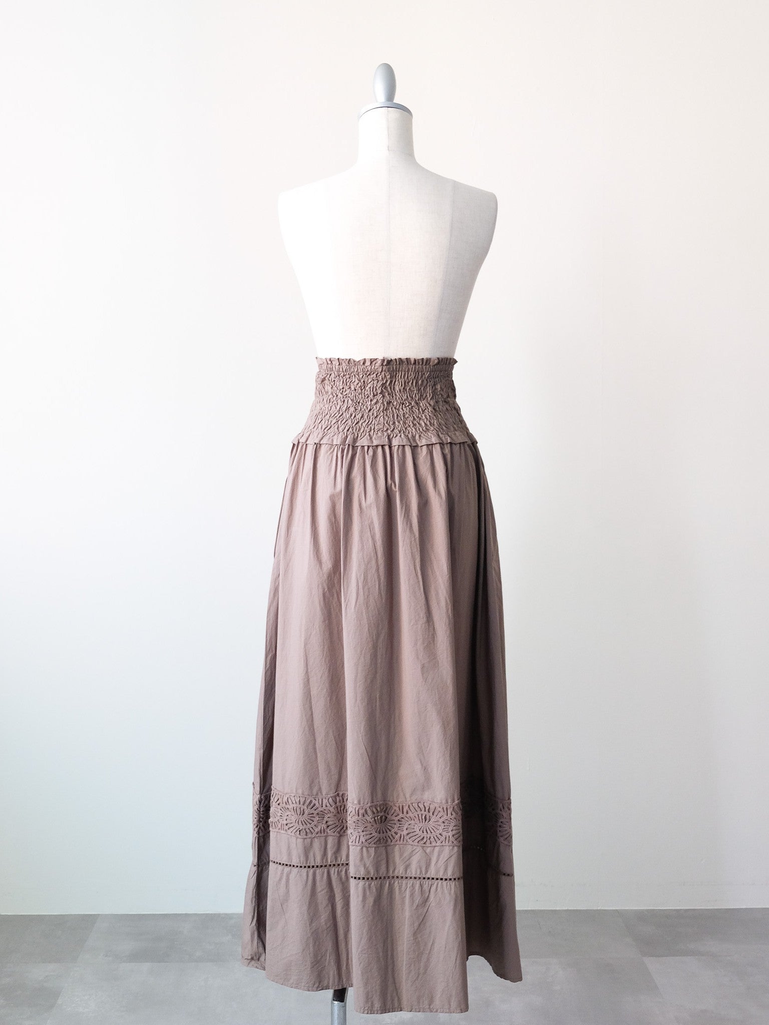 Lace Shirring Skirt(レースシャーリングスカート)[601554]brown