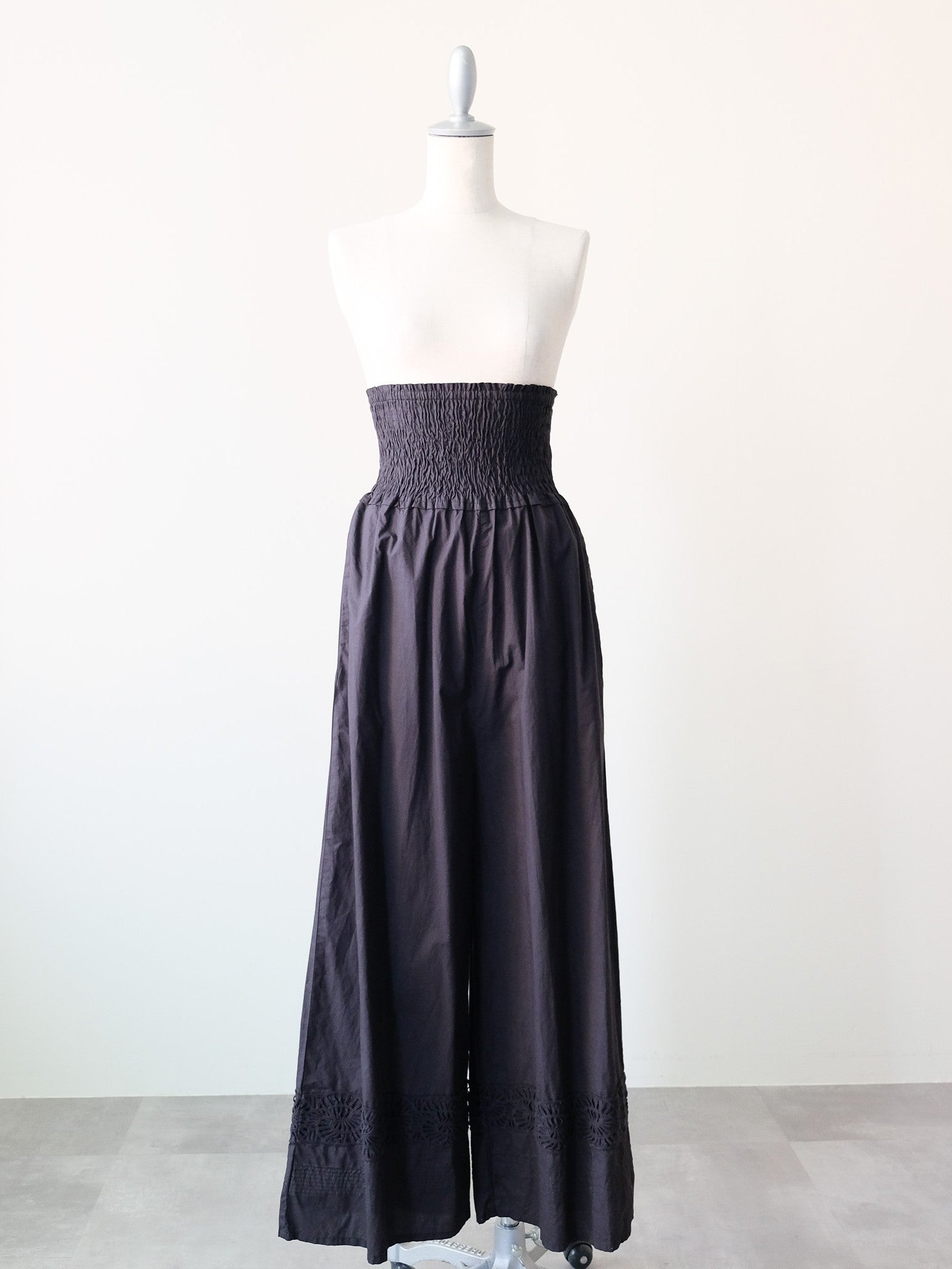 Lace Shirring Pants(レースシャーリングパンツ)[601553]black