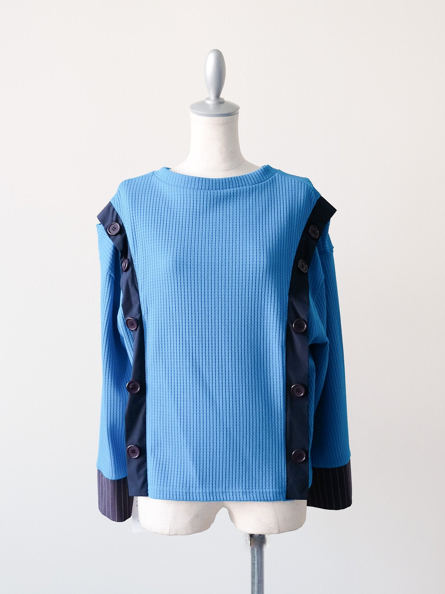 ショルダーオープンワッフルニットライクトップス [601354] blue