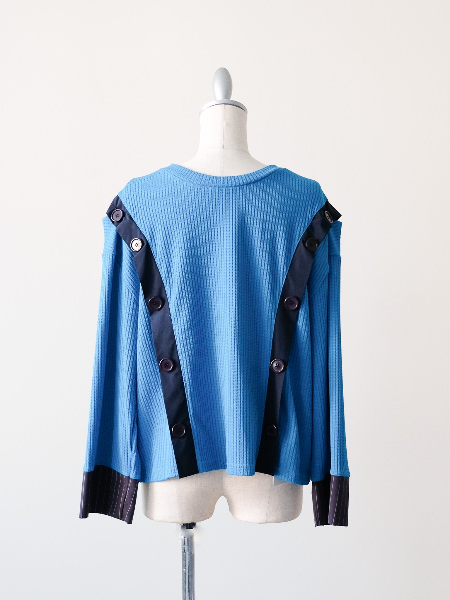 ショルダーオープンワッフルニットライクトップス [601354] blue