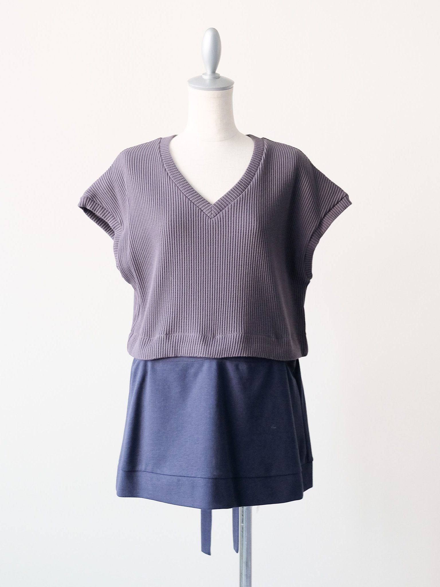 ヘム2WAYワッフルベスト [601355] charcoal