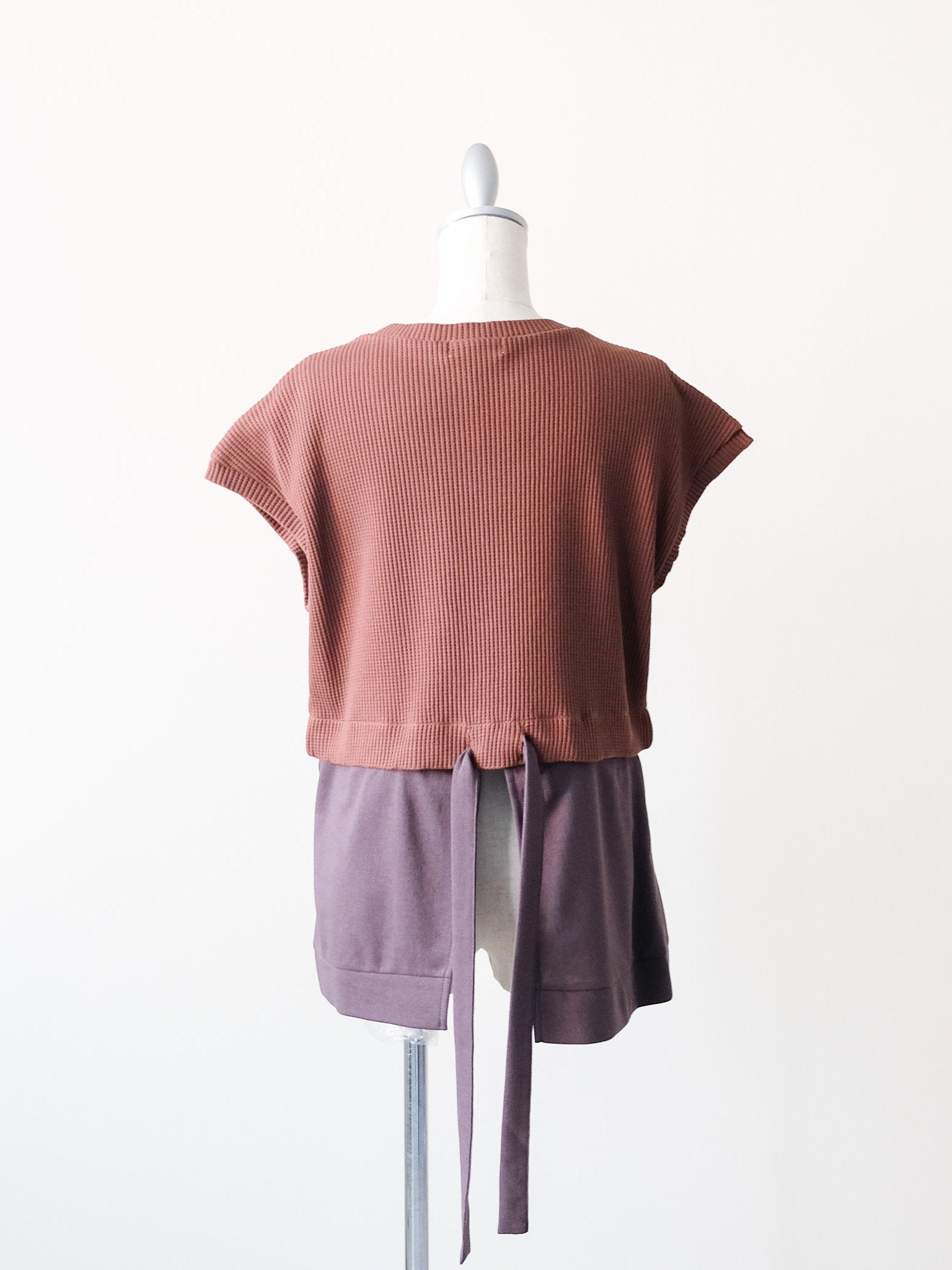 ヘム2WAYワッフルベスト [601355] brown