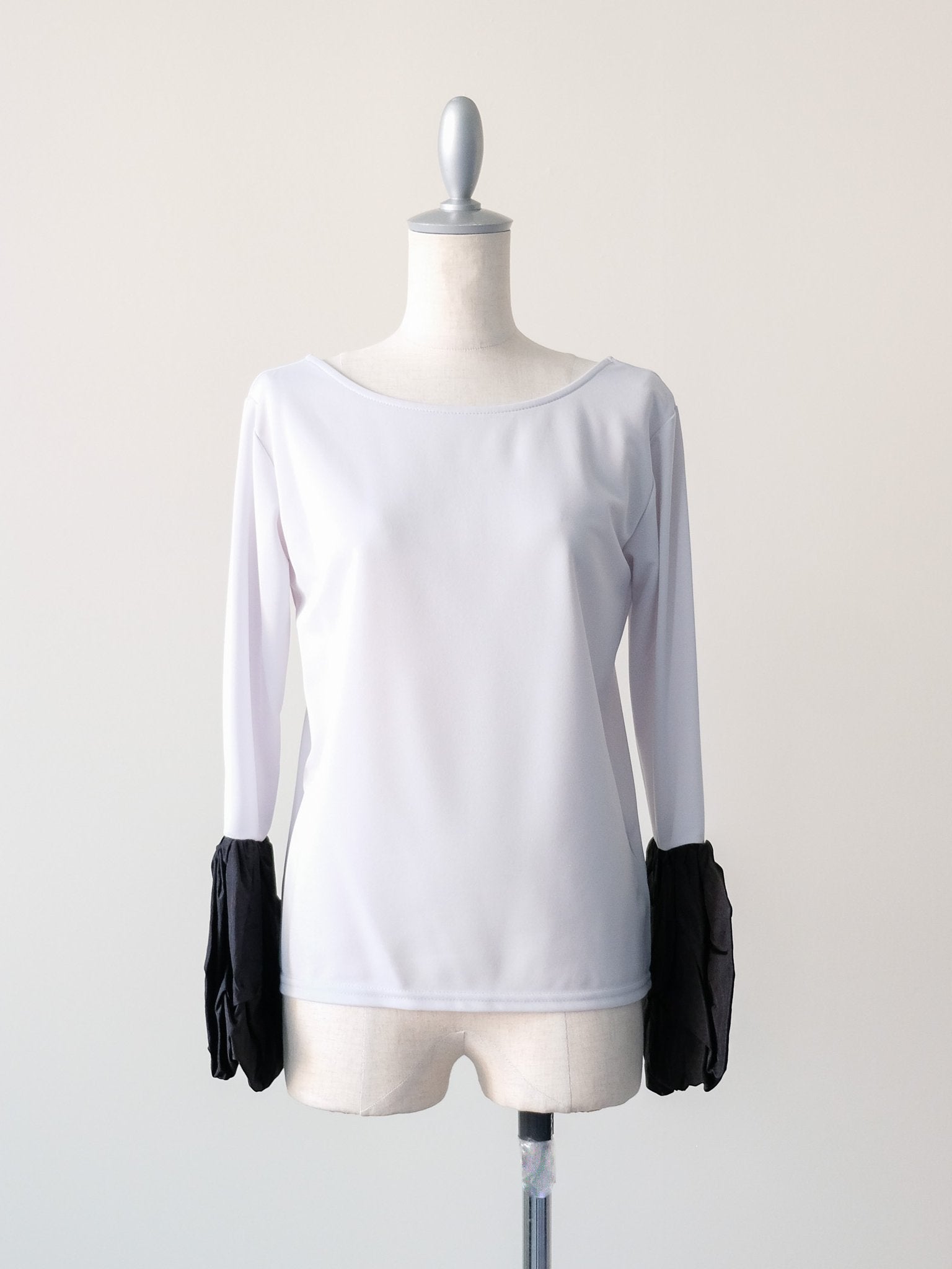 配色バルーンスリーブトップス [601371] light grey