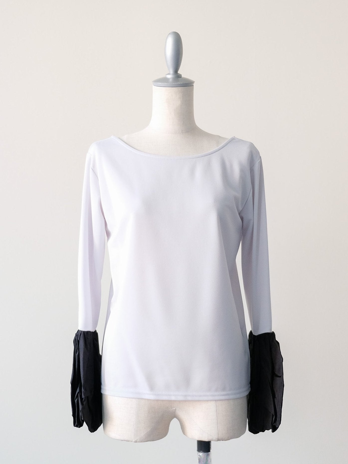 配色バルーンスリーブトップス [601371] light grey