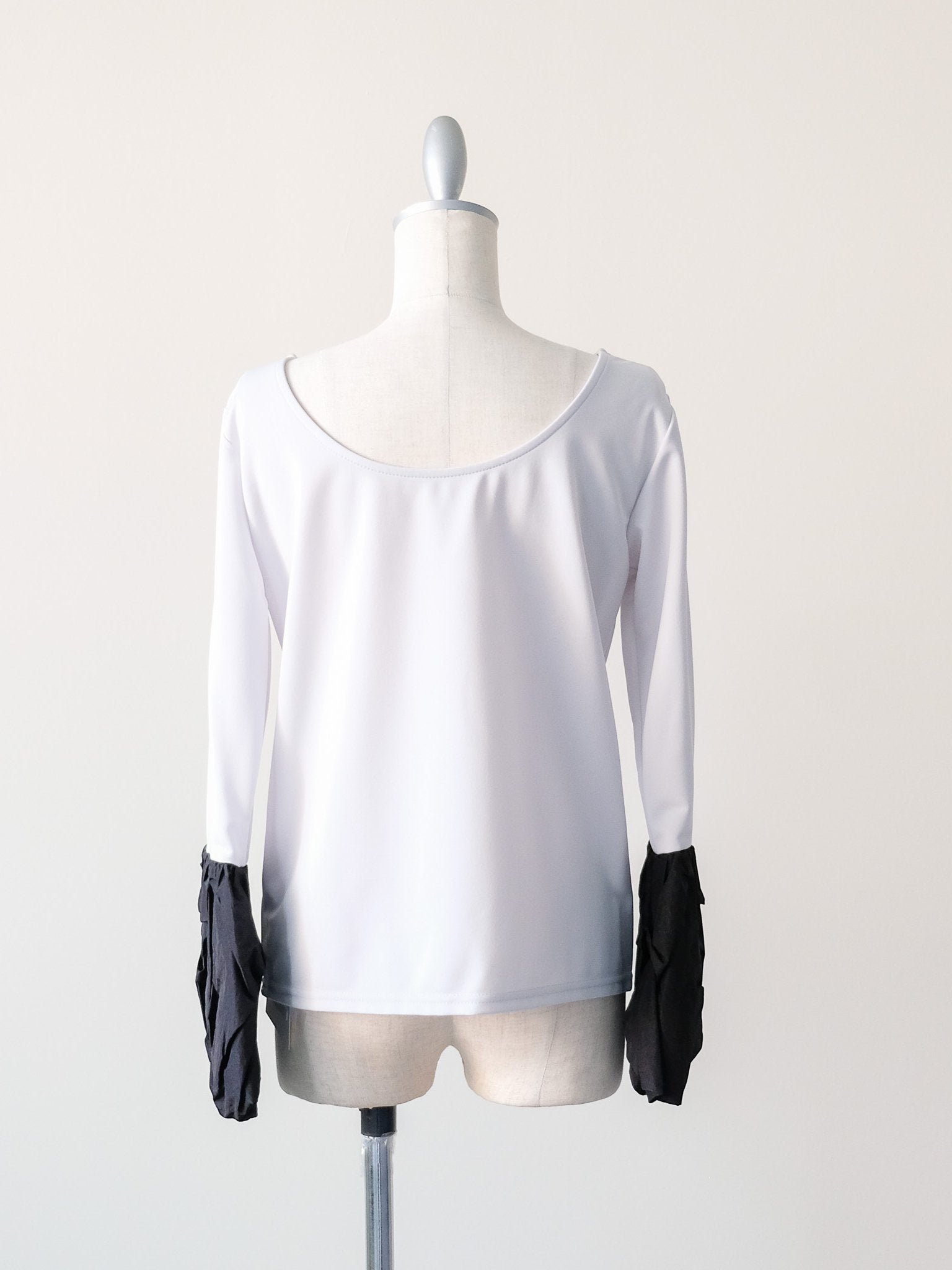 配色バルーンスリーブトップス [601371] light grey