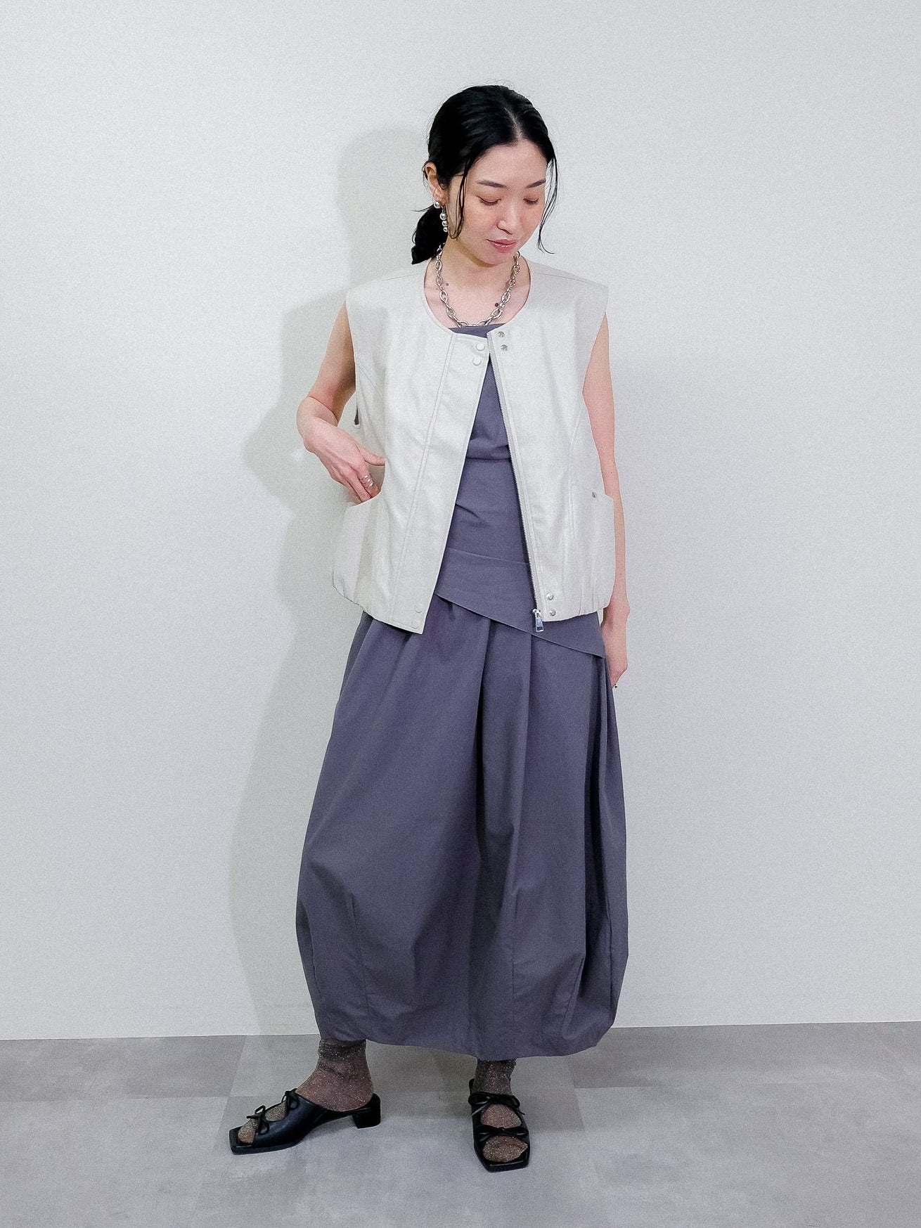 Fake leather vest [603423] beige(05)