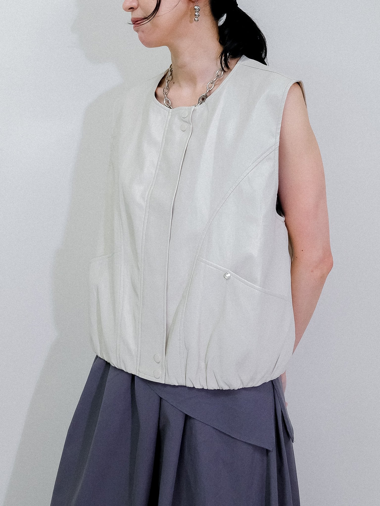 Fake leather vest [603423] beige(05)