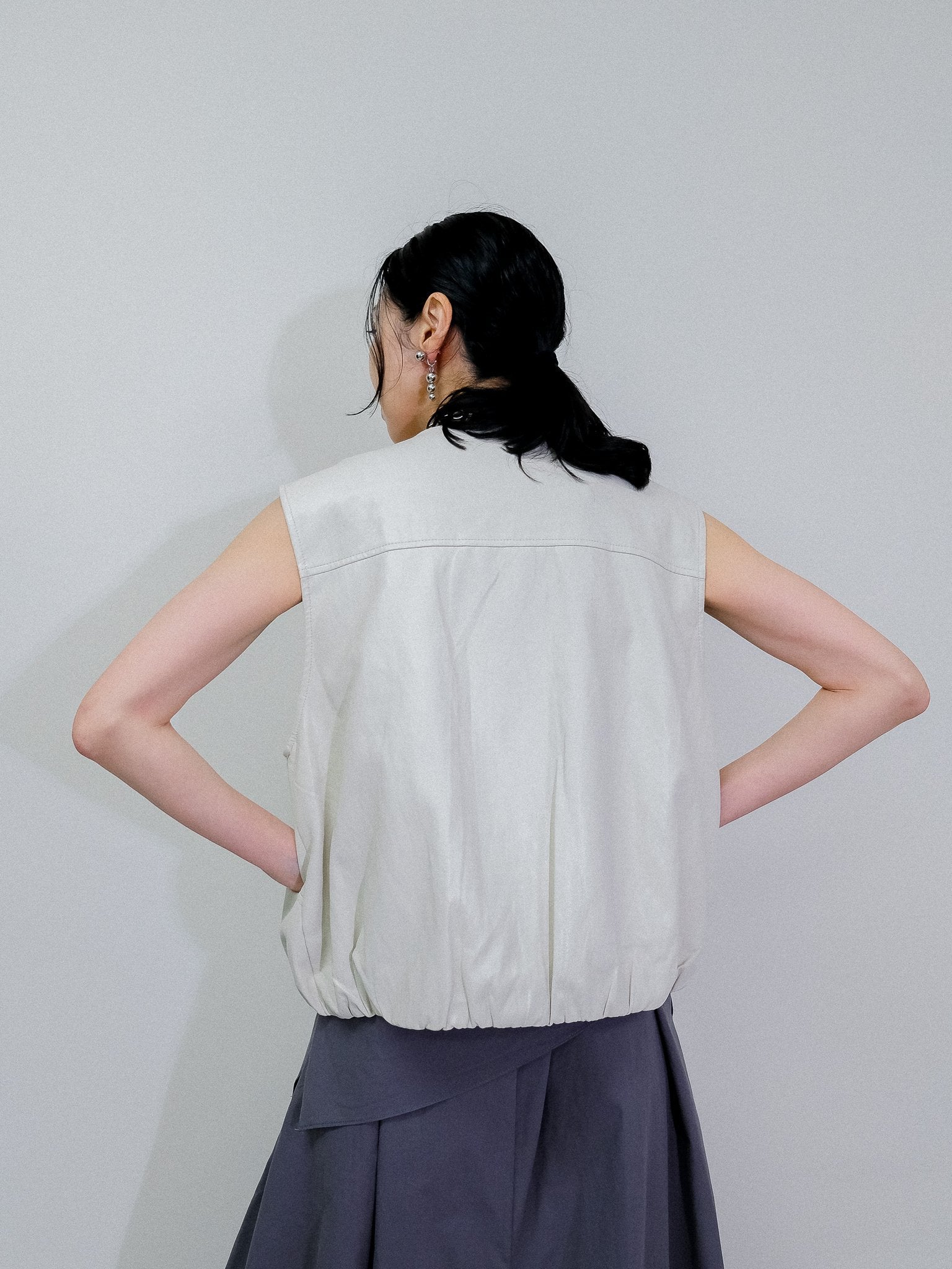 Fake leather vest [603423] beige(05)
