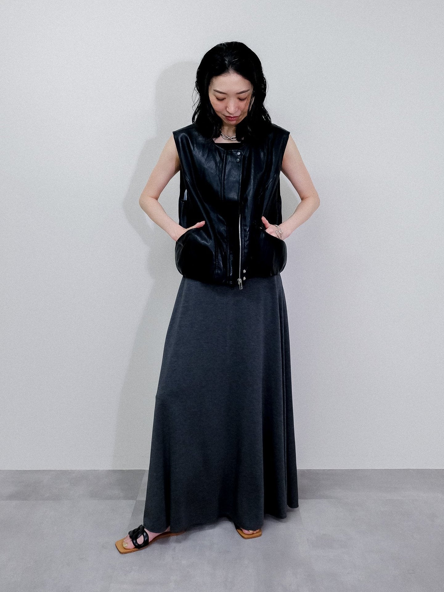 Jersey Flare Skirt [603417] charcoal(79)