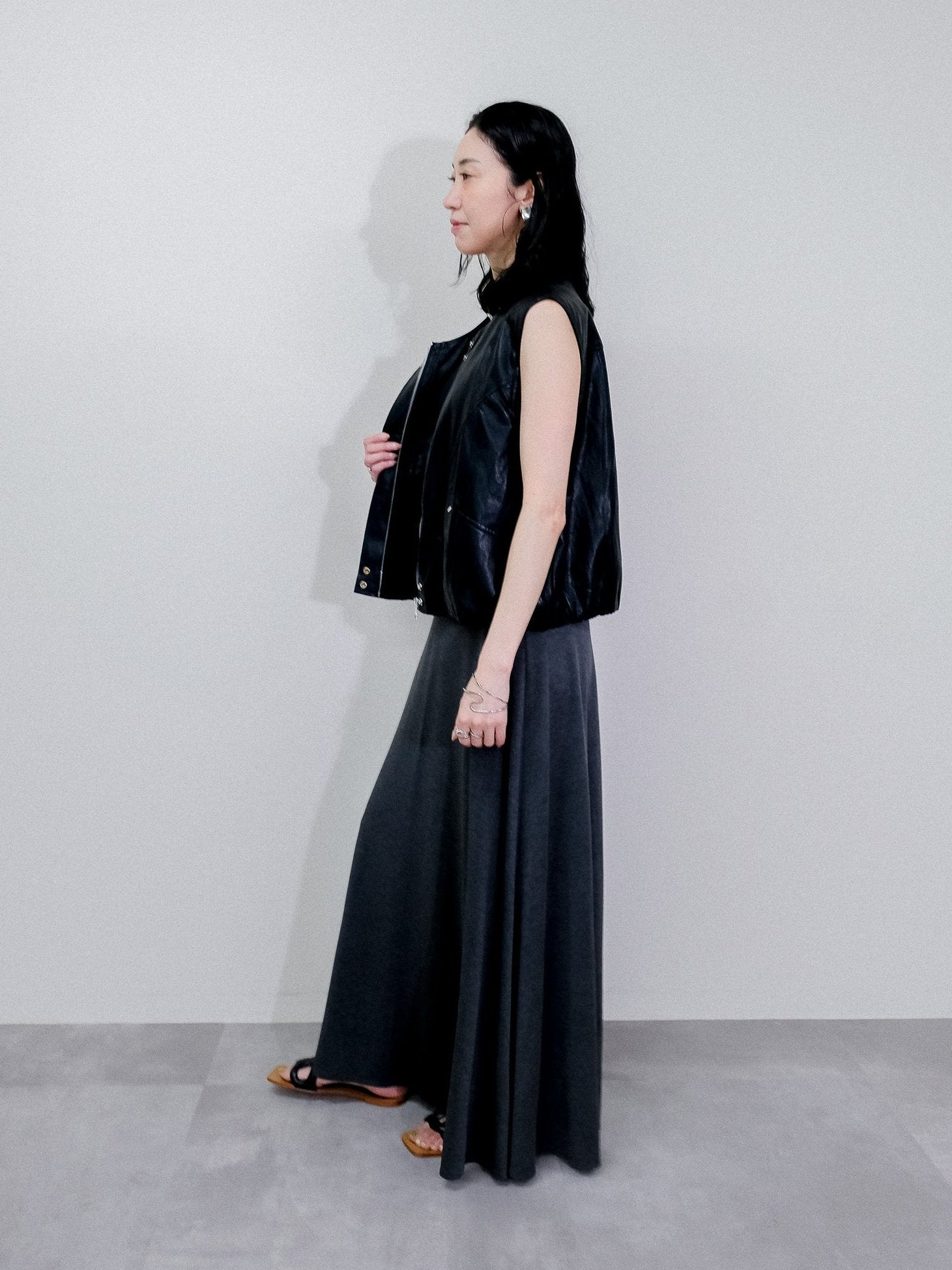 Jersey Flare Skirt [603417] charcoal(79)