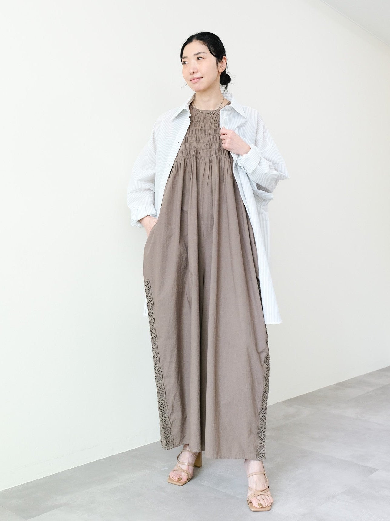 Side Lace All-in-One(サイドレースオールインワン)[601552]brown