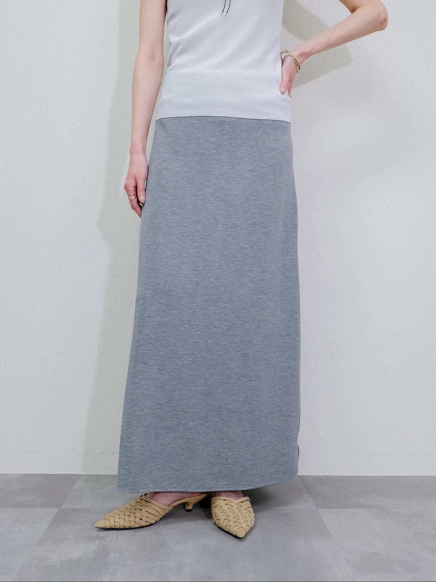 Jersey I-Line Skirt  [603418] light gray(70)