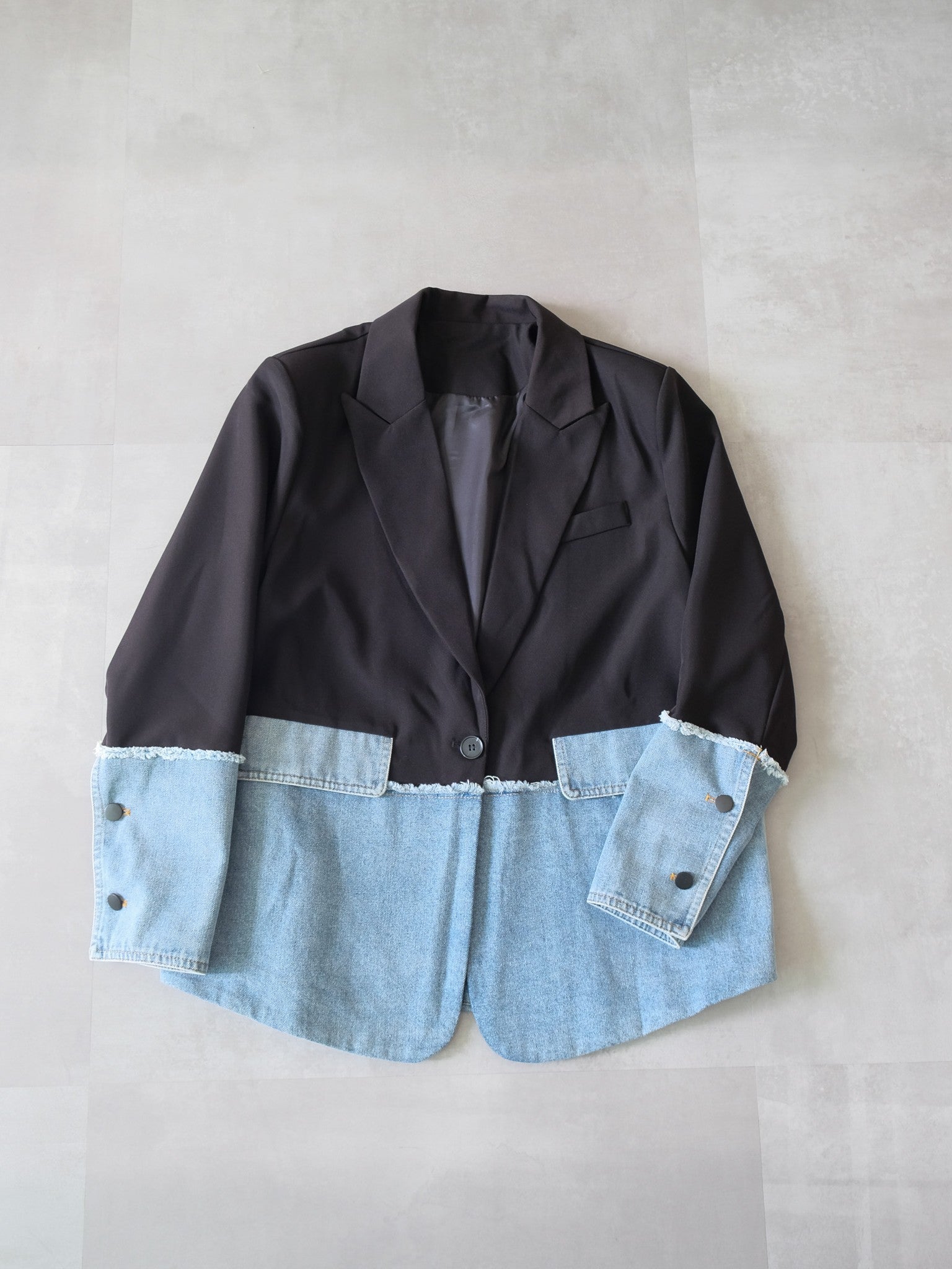 Denim Combination Tailored Jacket(デニム切替テーラードジャケット)[601585]black