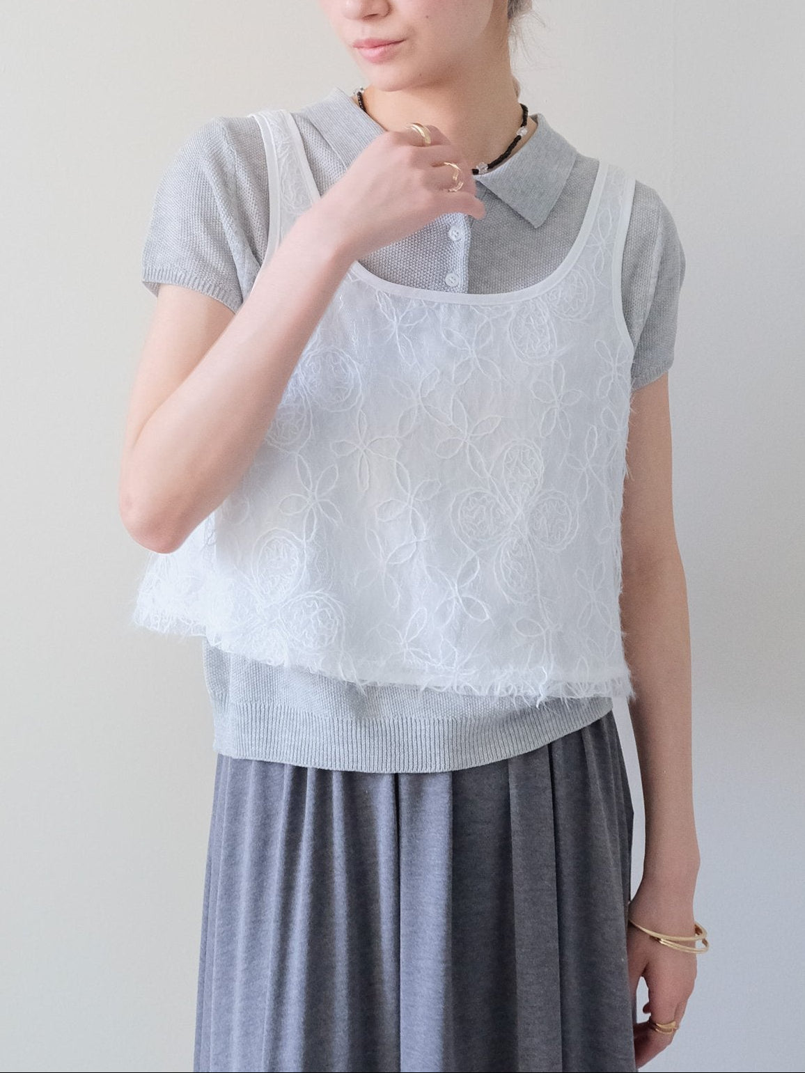 Feather Texture Tank Top(フェザーテクスチャータンクトップ) [601597]Off