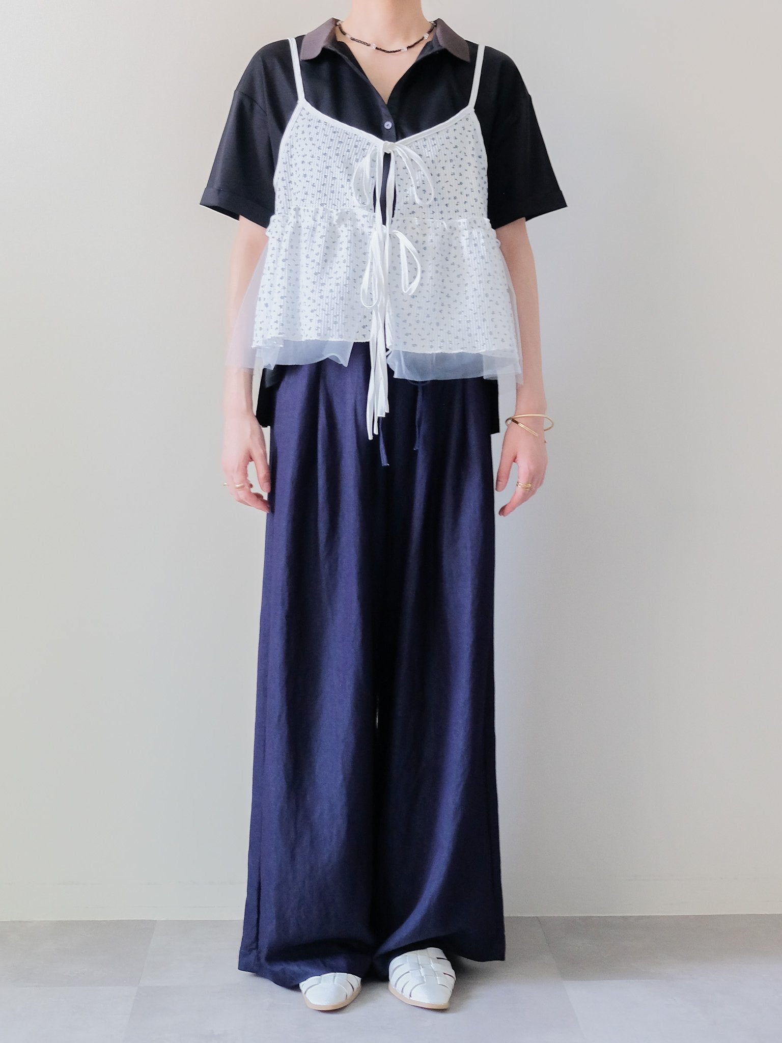 Floral Thermal Ribbon Camisole(フラワーサーマルリボンキャミソール)[601601]off