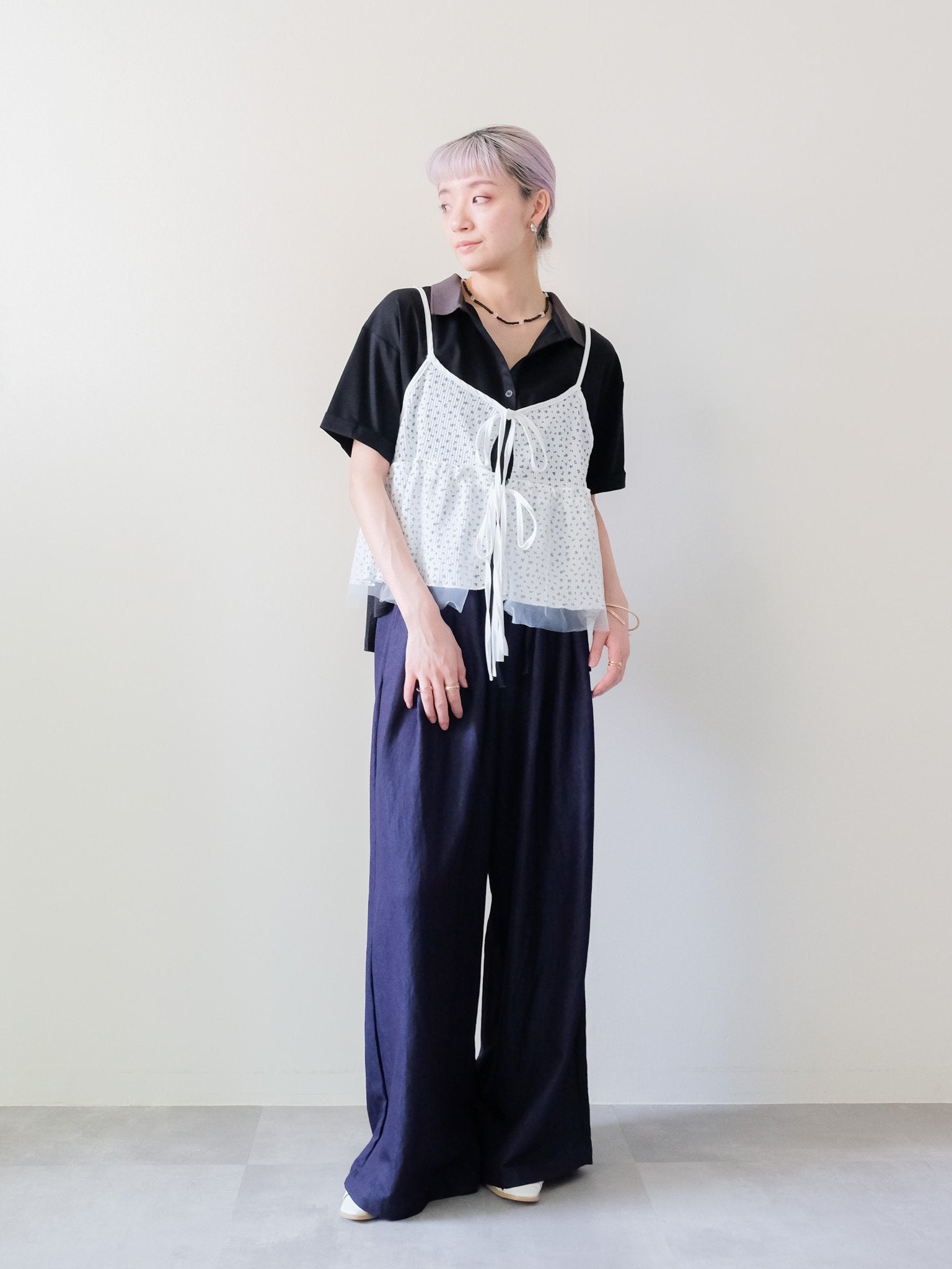 Floral Thermal Ribbon Camisole(フラワーサーマルリボンキャミソール)[601601]off