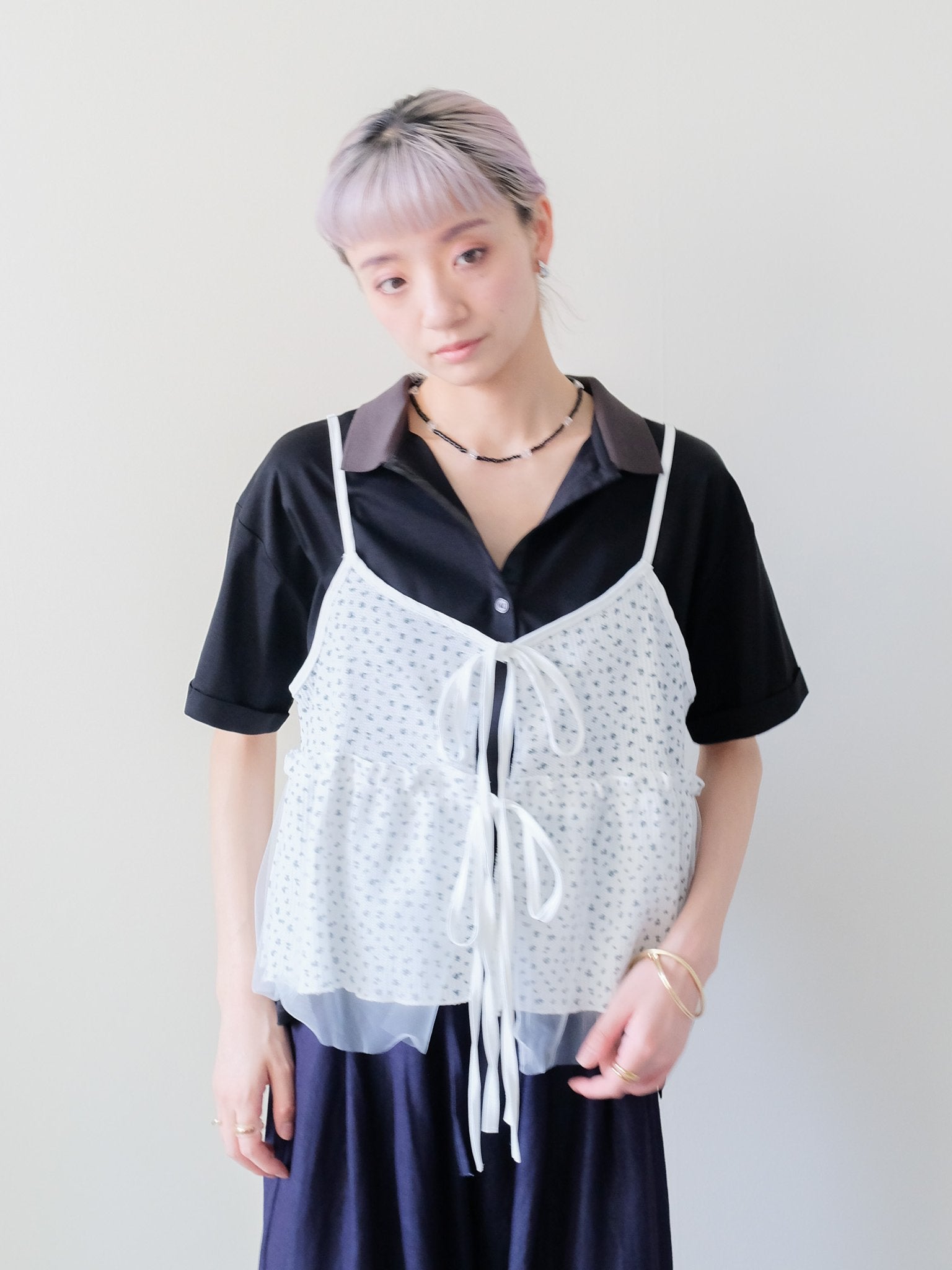 Floral Thermal Ribbon Camisole(フラワーサーマルリボンキャミソール)[601601]off