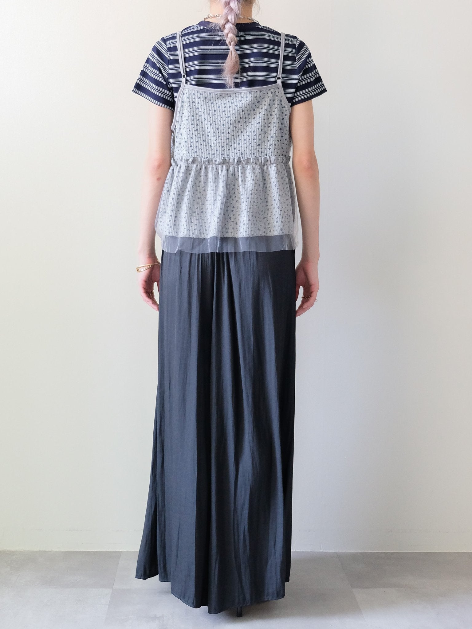 Floral Thermal Ribbon Camisole(フラワーサーマルリボンキャミソール)[601601]gray