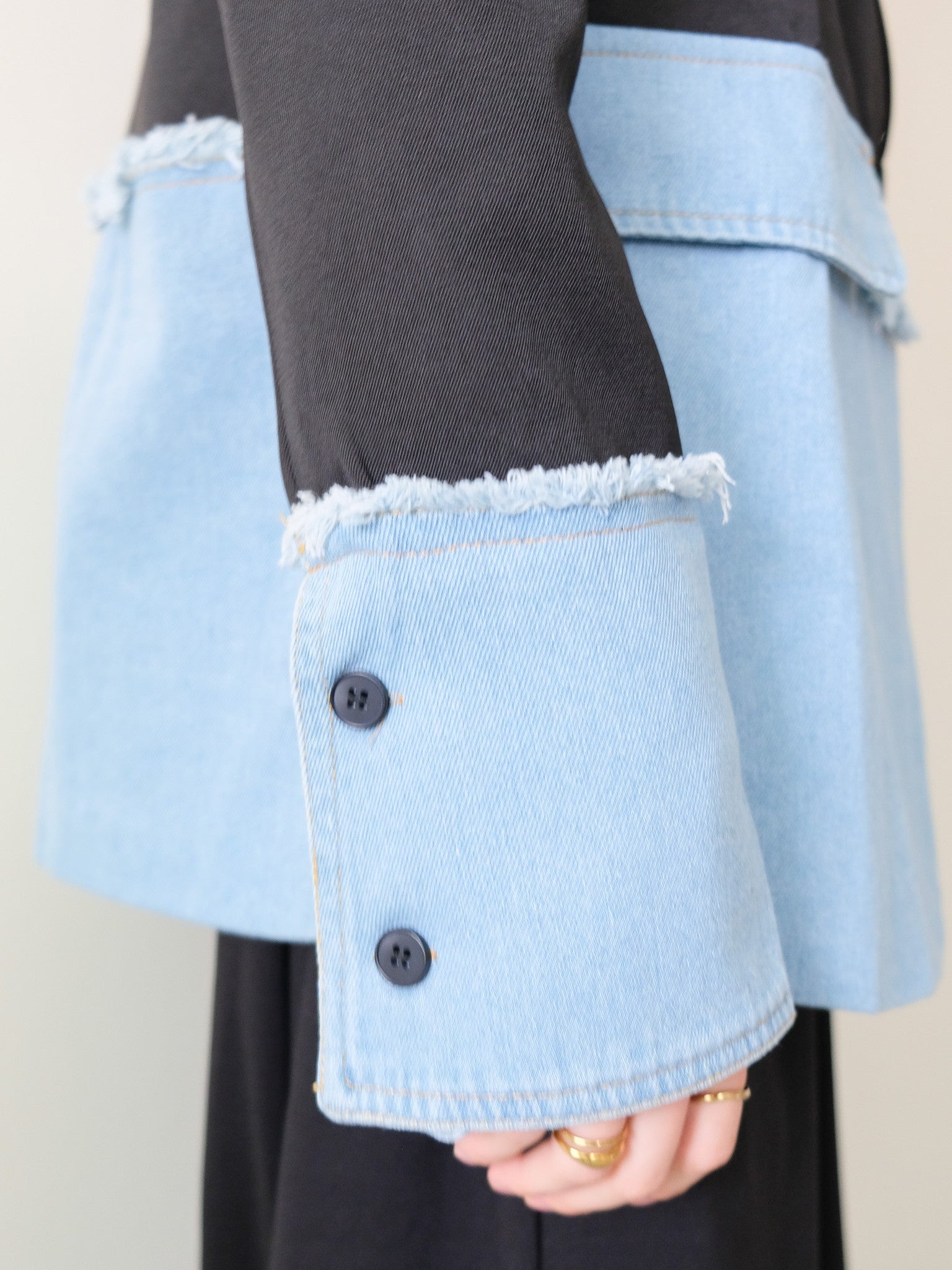 Denim Combination Tailored Jacket(デニム切替テーラードジャケット)[601585]black