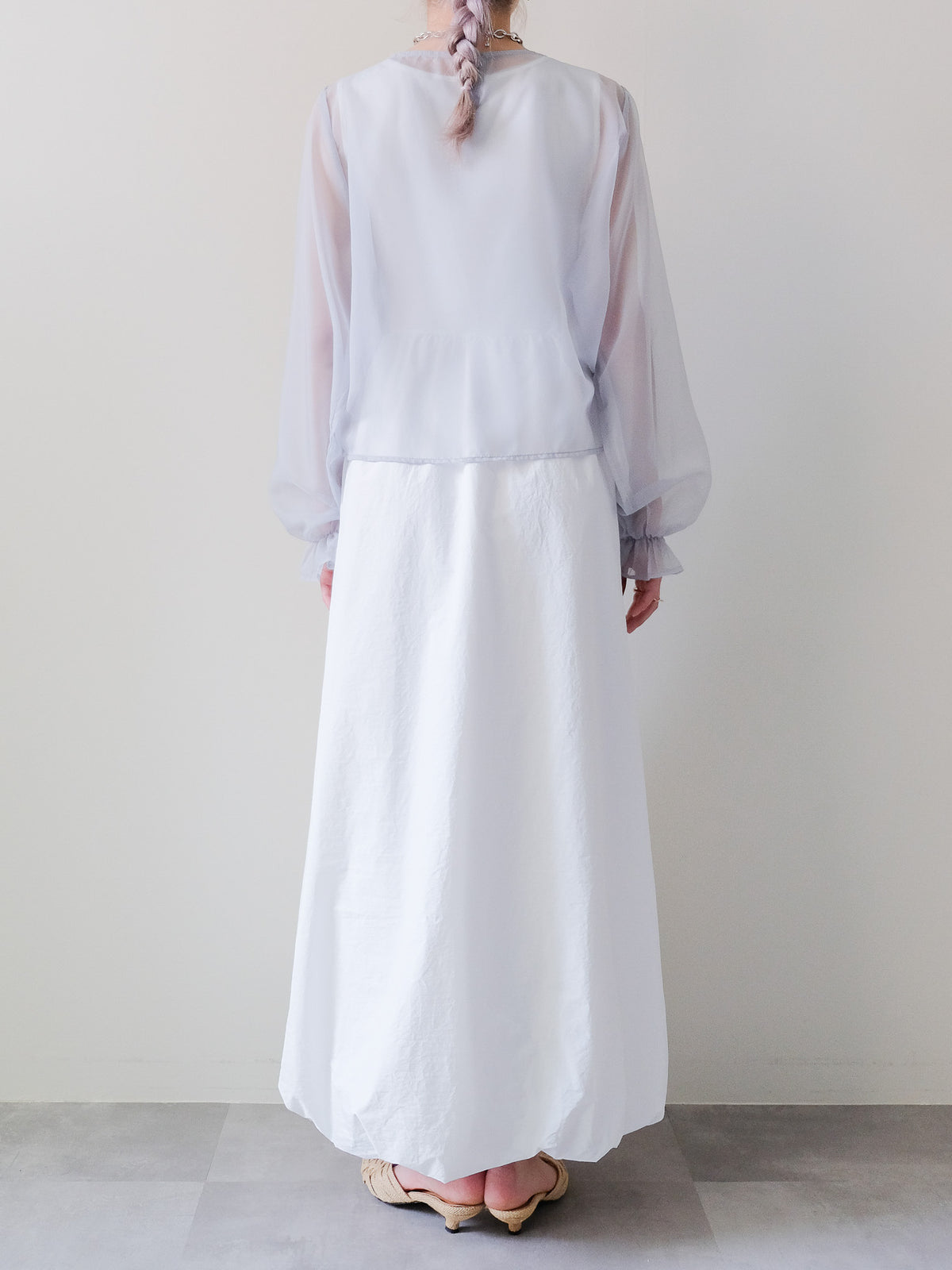 【予約商品】Sheer Gather Ribbon Blouse(シアーギャザーリボンブラウス)