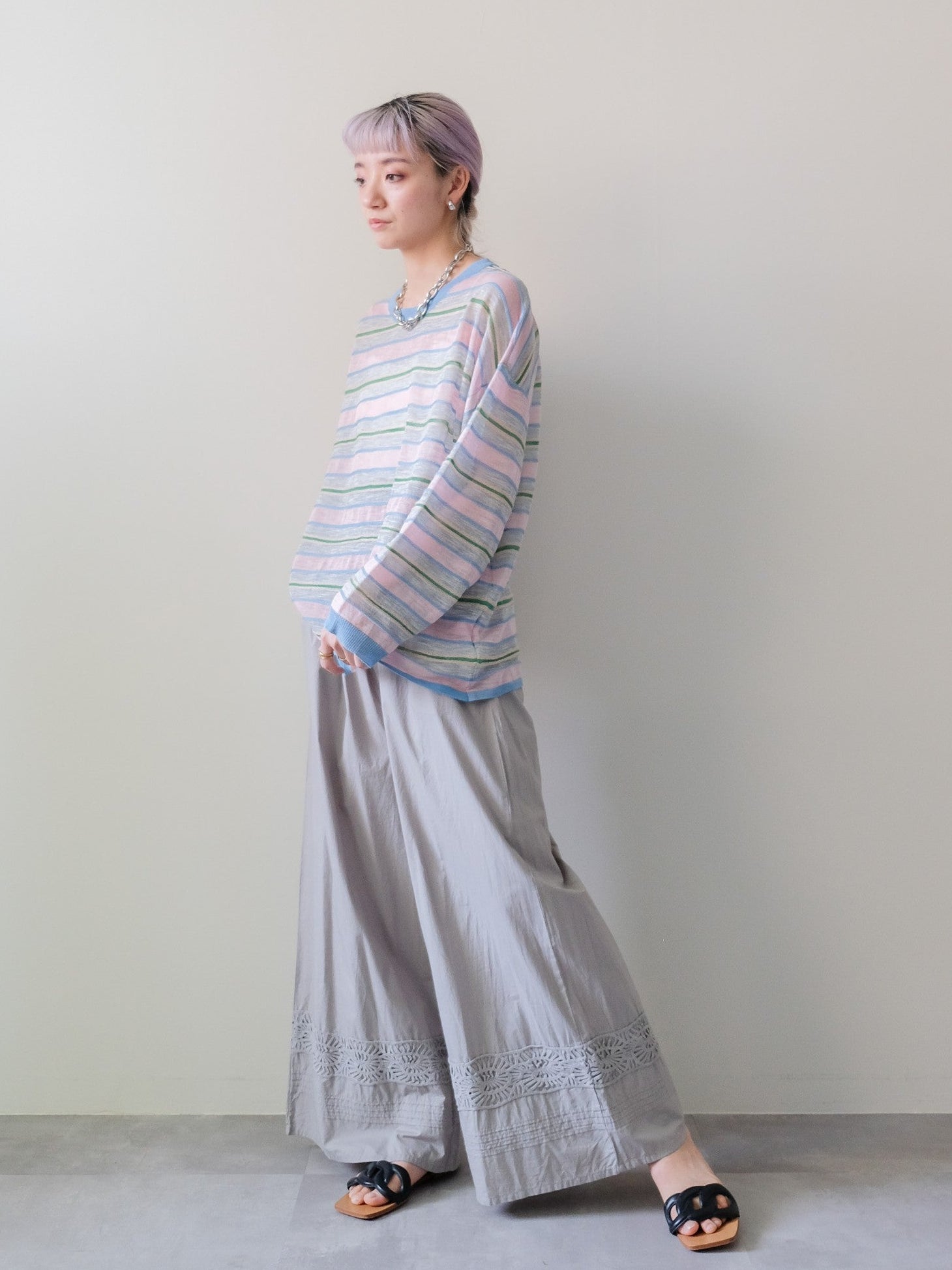 Lace Shirring Pants(レースシャーリングパンツ)[601553]khaki