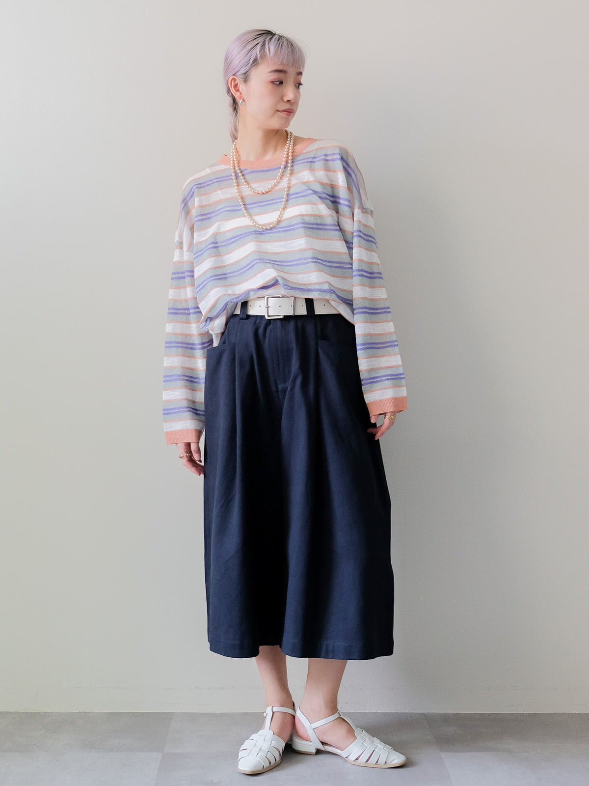 【予約商品】Belted Pleated Wide Half Pants(ベルト付きタックワイドハーフパンツ) (601619)