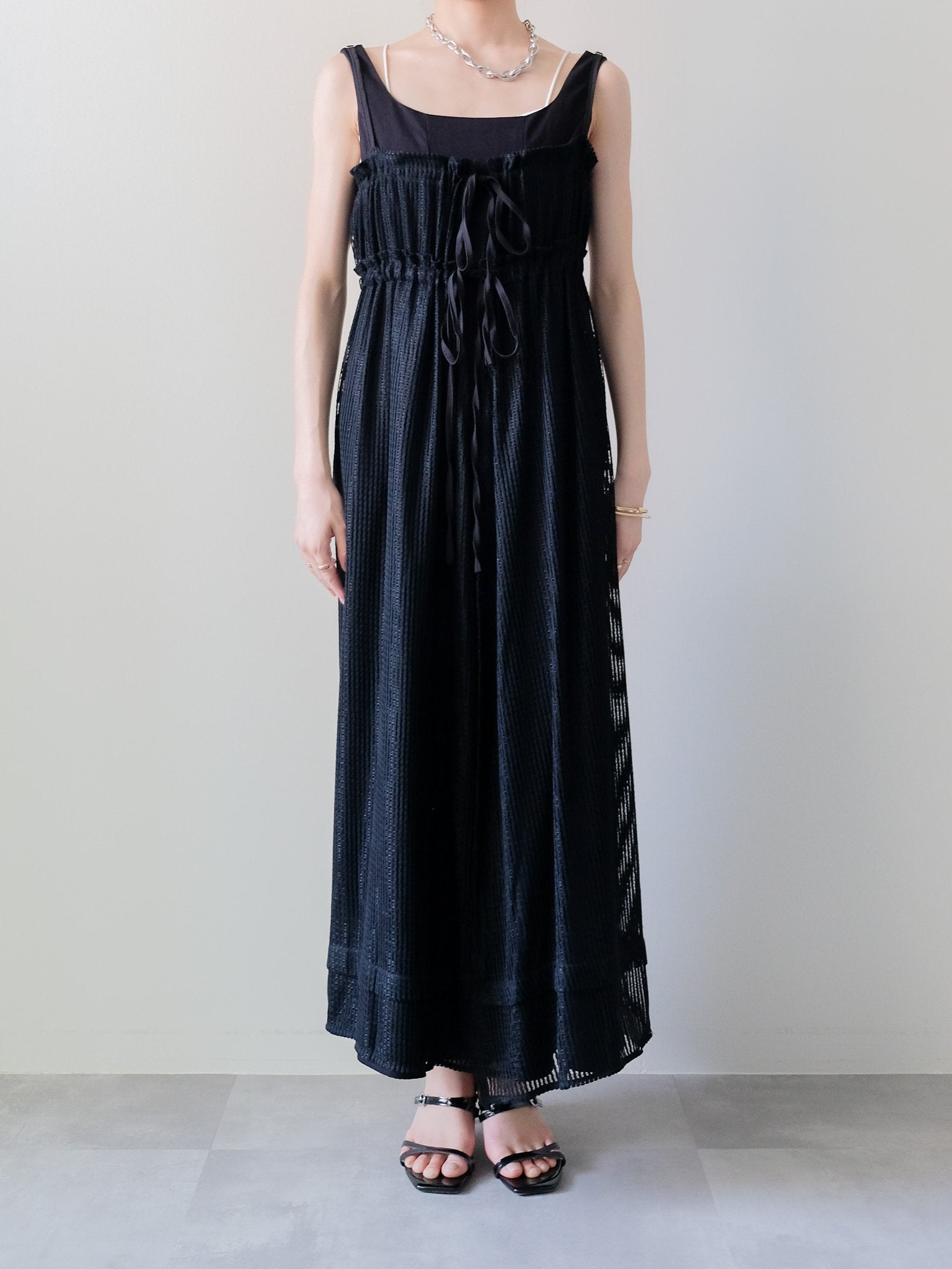 Gather Camisole Dress(ギャザーキャミワンピース)[601630]Black