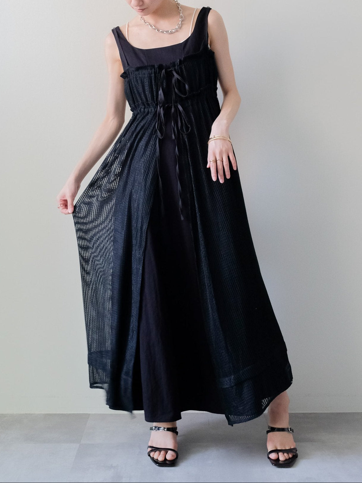 Gather Camisole Dress(ギャザーキャミワンピース)[601630]Black