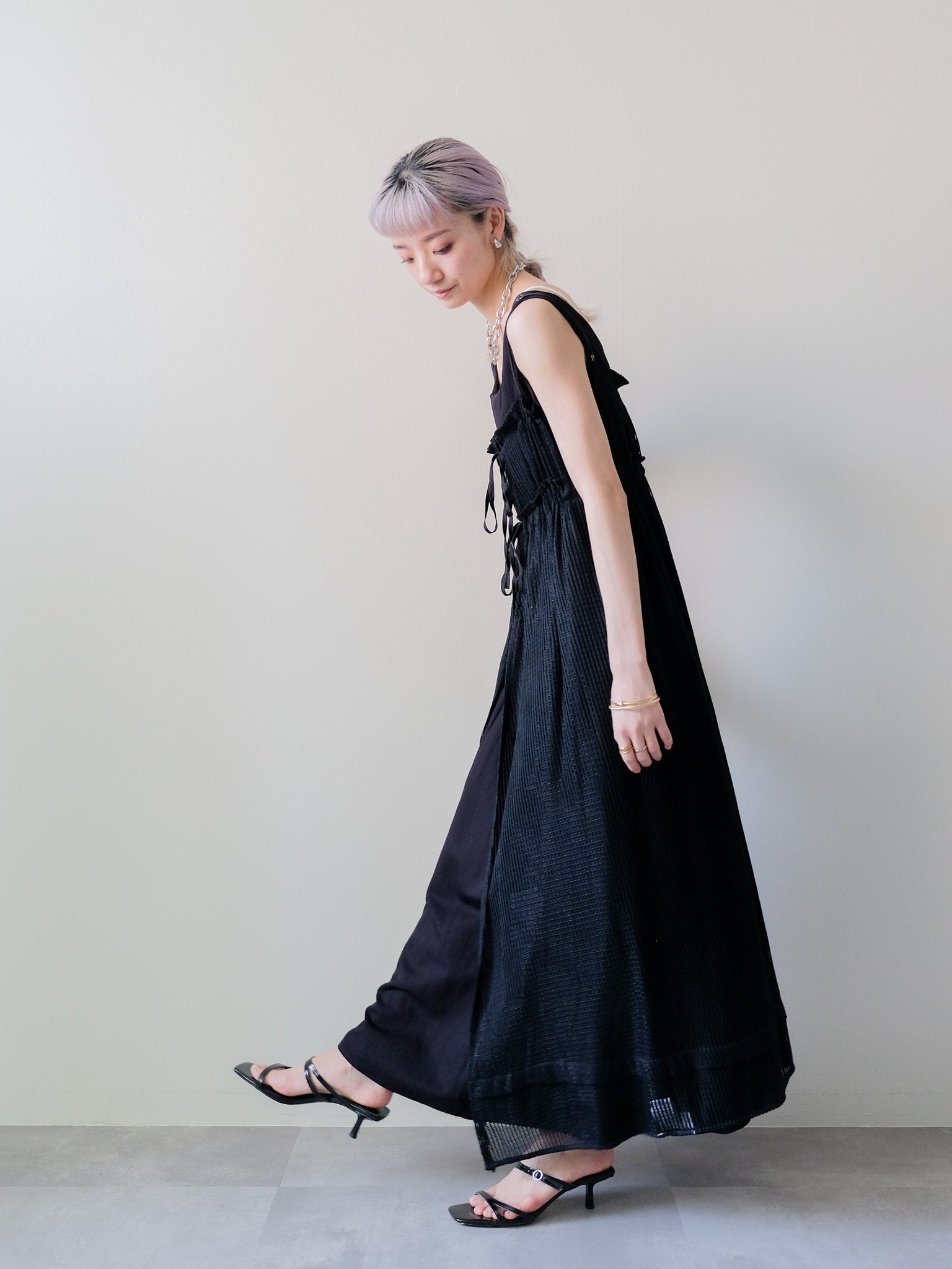 Gather Camisole Dress(ギャザーキャミワンピース)[601630]Black