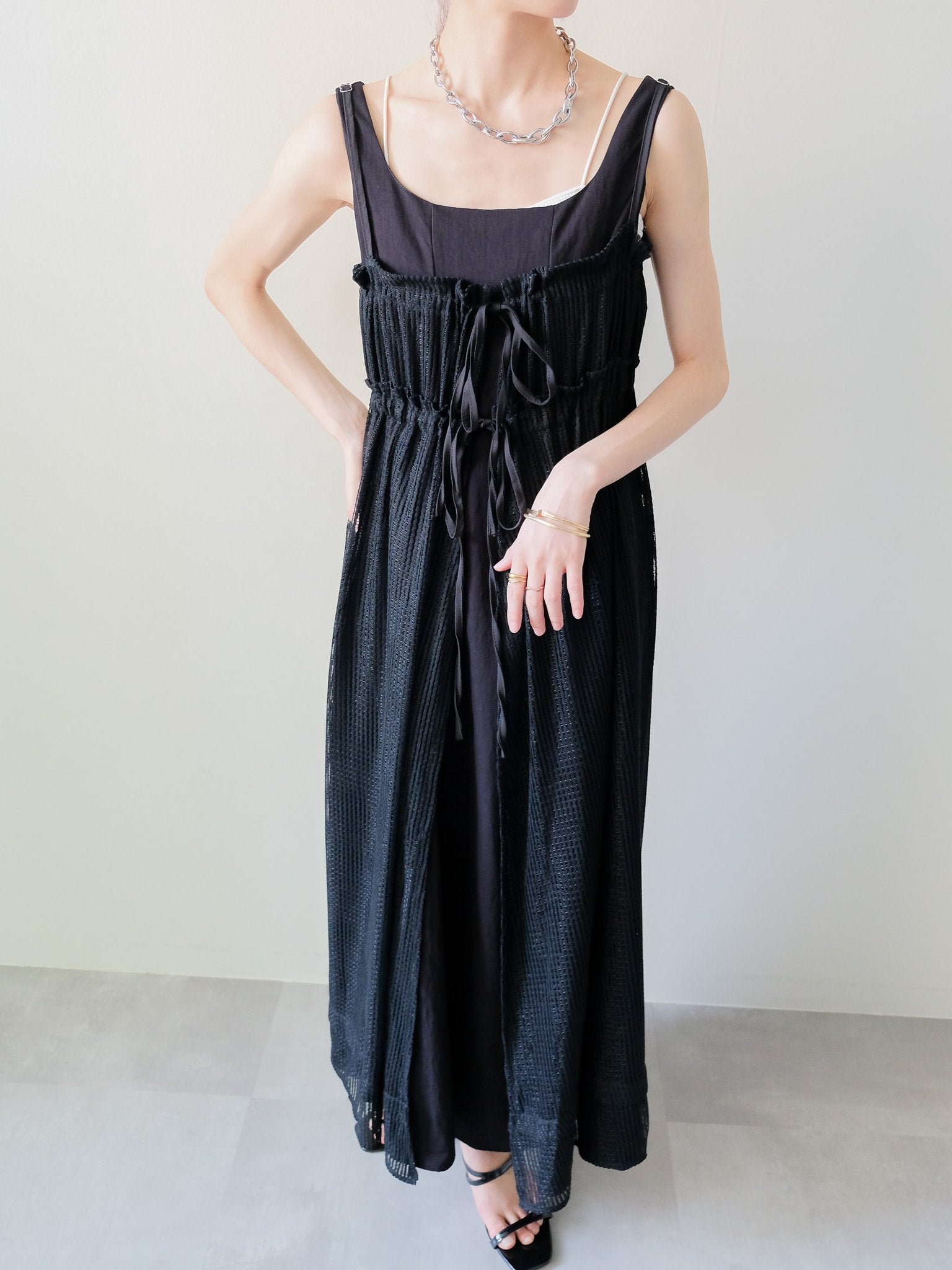 Gather Camisole Dress(ギャザーキャミワンピース)[601630]Black