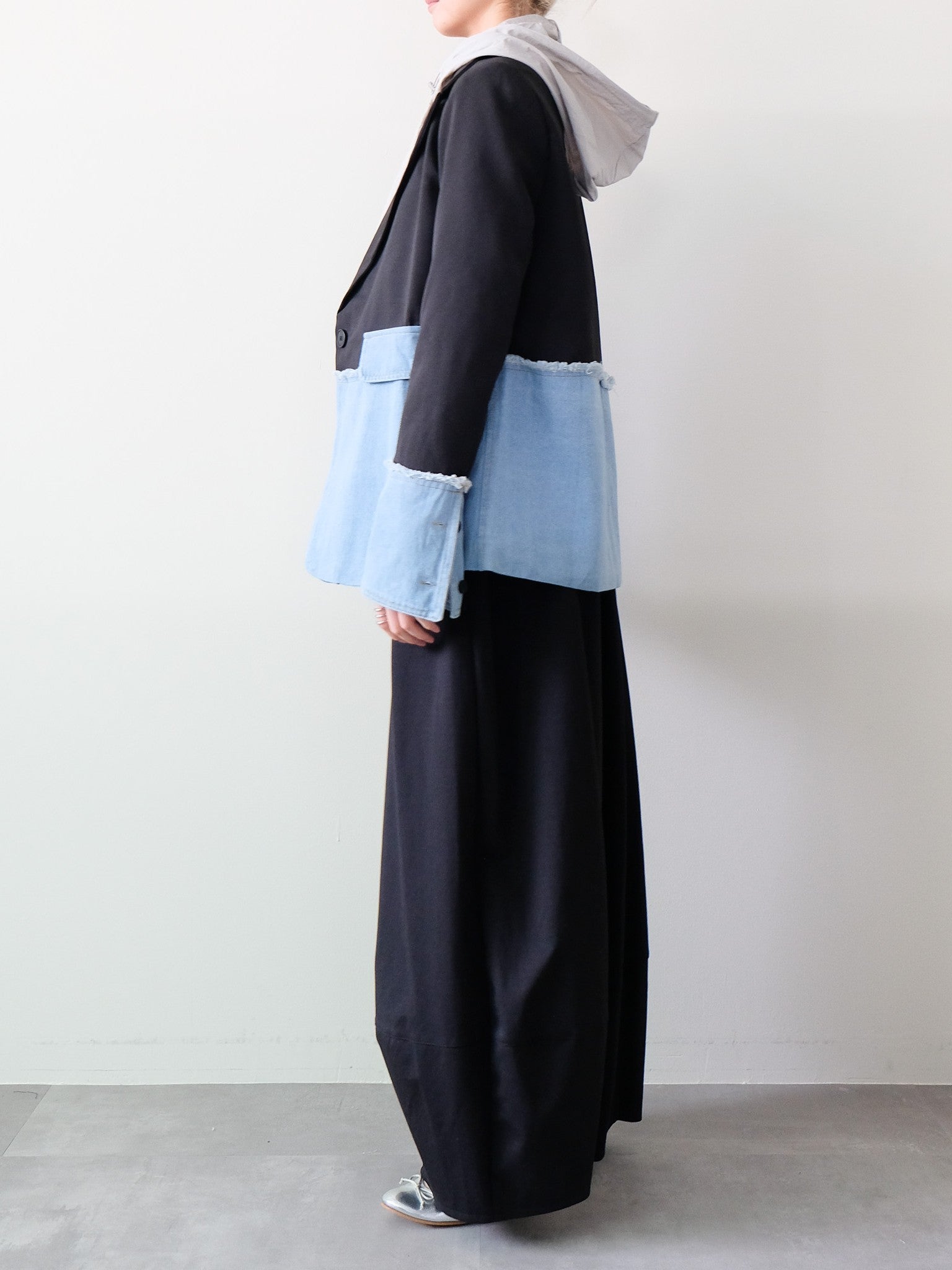 Denim Combination Tailored Jacket(デニム切替テーラードジャケット)[601585]black